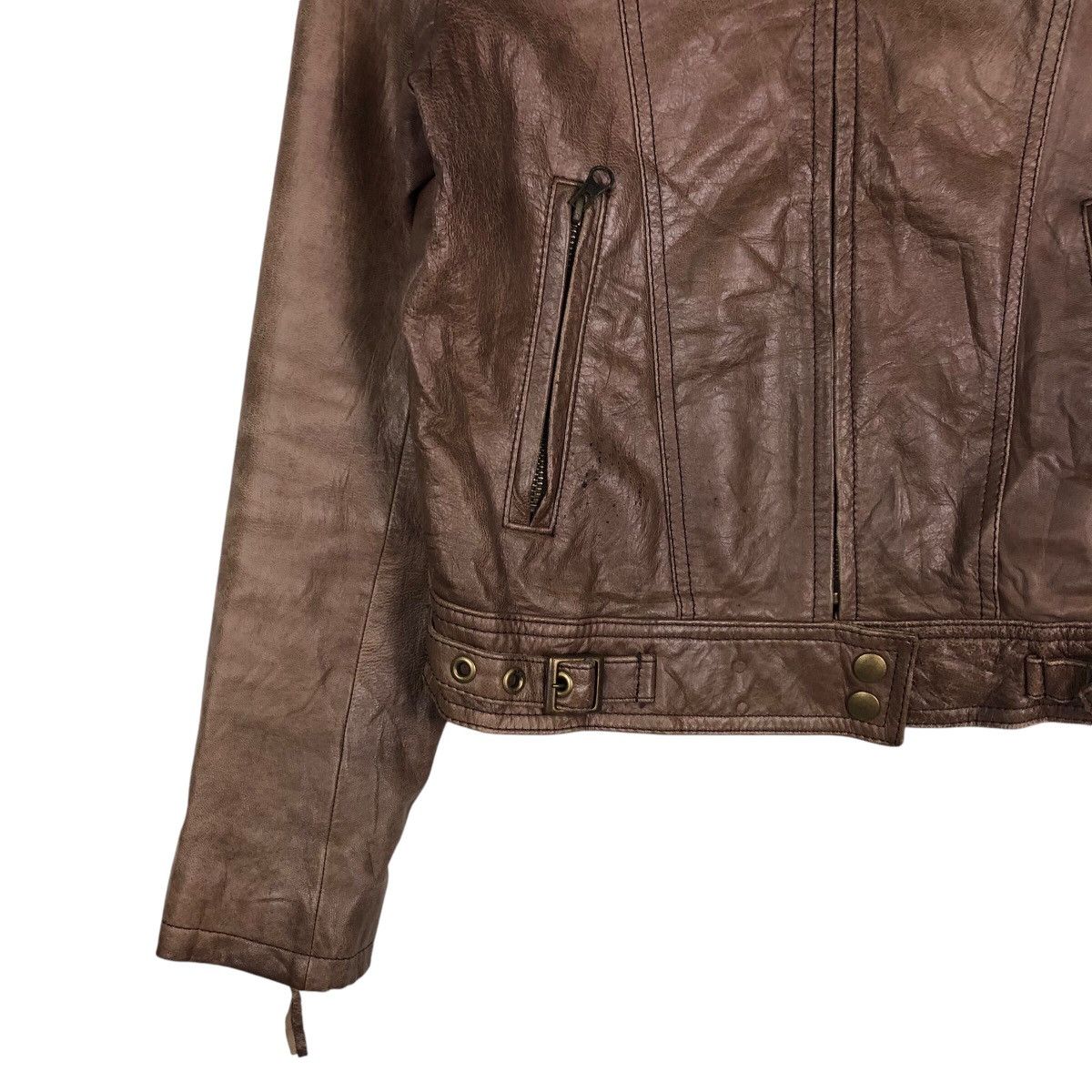 Japanese Brand 📌Vintage Cropped Biker Leather Jacket Milpano Issey Miyake Size US M / EU 48-50 / 2 - 5 Thumbnail