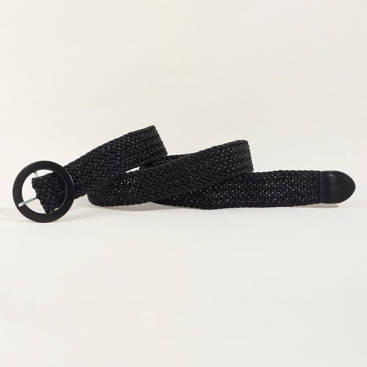 Vintage Retro Black Round Buckle Belt Size ONE SIZE - 4 Thumbnail