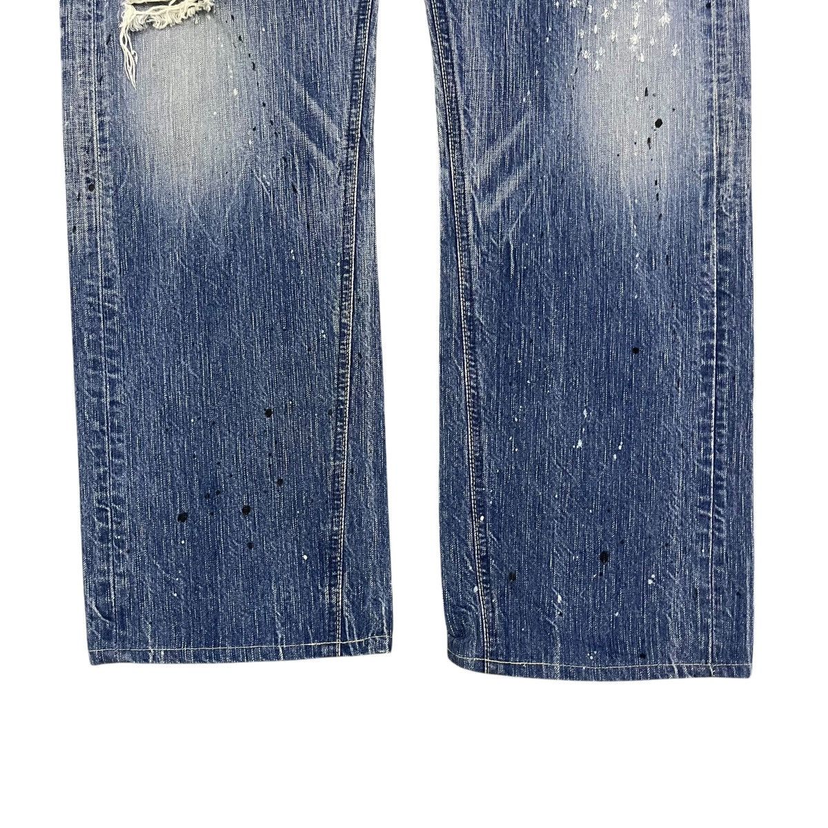 Edwin × Japanese Brand EDWIN 503 BLUE TRIP DISTRESSED PAINTED JEANS Size US 37 - 2 Thumbnail