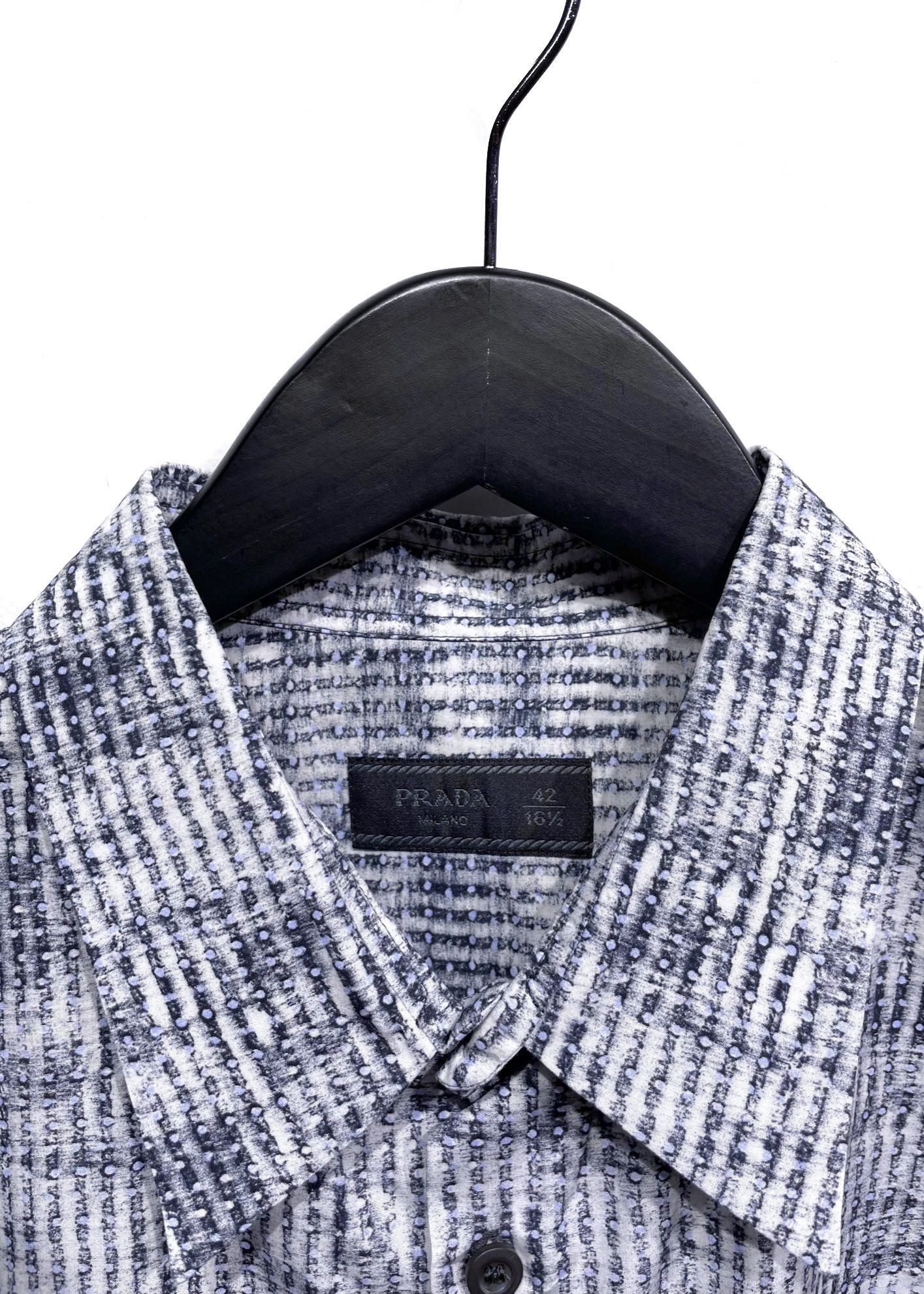 Prada Prada Grey Abstract Patterns Pocketed Shirt Size US XL / EU 56 / 4 - 4 Thumbnail