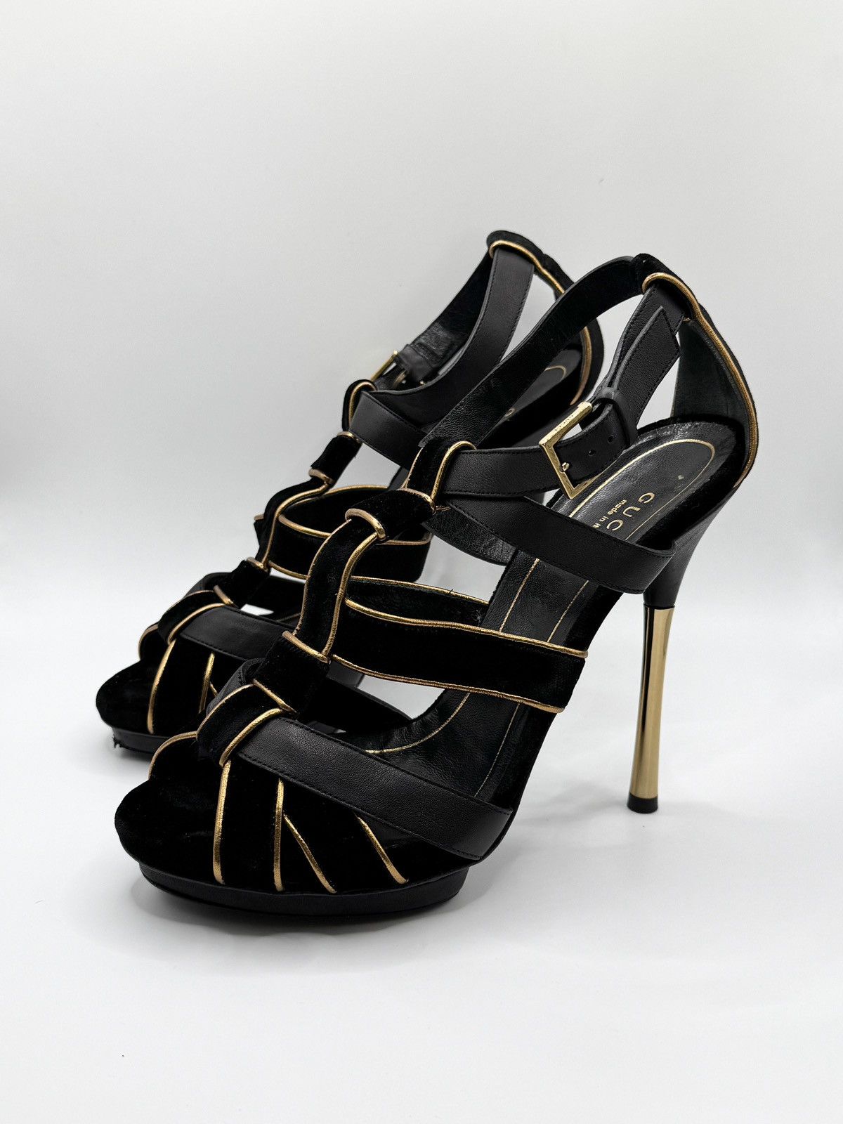 Gucci Vintage Gucci Malika Velvet Gladiator Heels Size US 8 / IT 38 - 1 Thumbnail