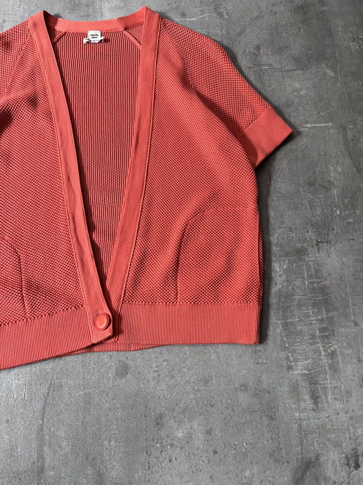 Hermes Hermes Knitted Cardigan Orange Short Sleeve Silk Size M / US 6-8 / IT 42-44 - 3 Thumbnail