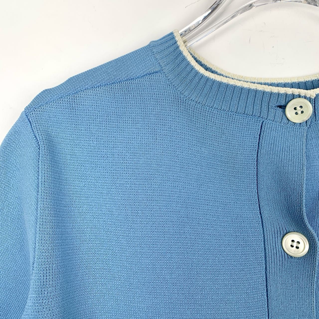Miu Miu Miu Miu Blue Round Neck Short Sleeve Knit (Size 38) Size XS / US 0-2 / IT 36-38 - 7 Thumbnail