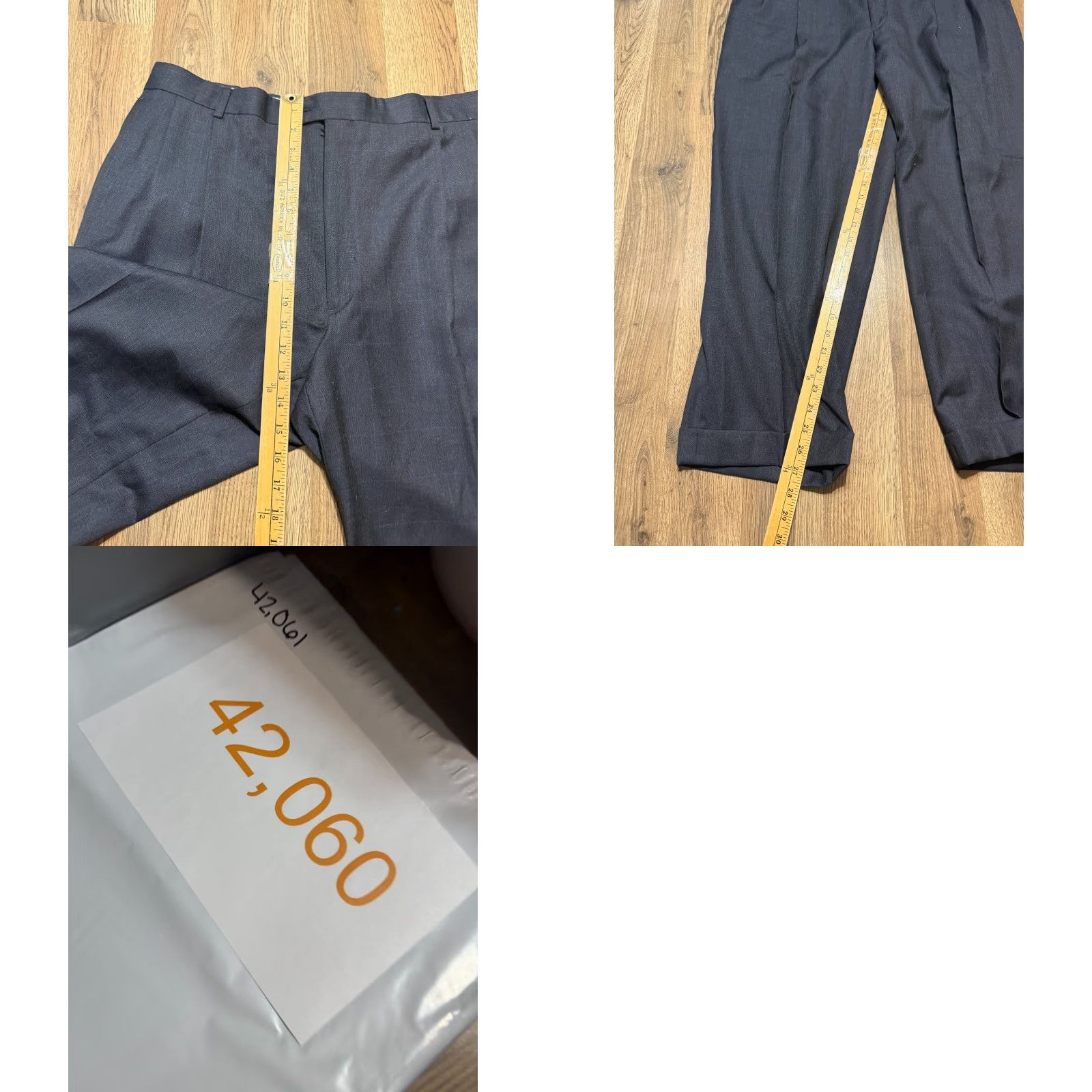 Joseph Joseph & Feiss Pants, Men's 46x41, Black Dress Pants Trousers Pleated Cuff, Wool, Regular, Straight Leg, Sl... Size US 30 / EU 46 - 8 Thumbnail