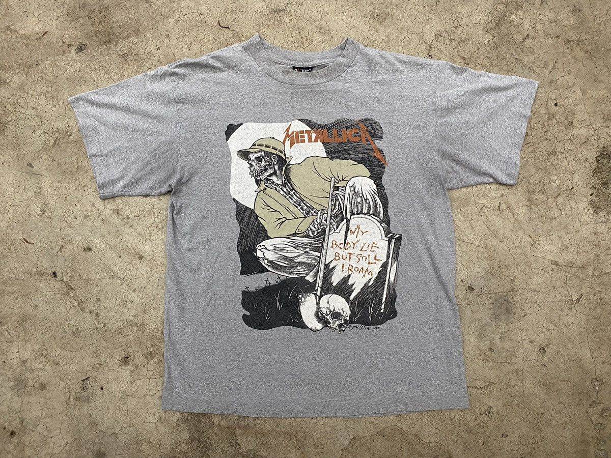 image of Band Tees x Metallica 90's Pushead Band Tee in Grey, Men's (Size XL)
