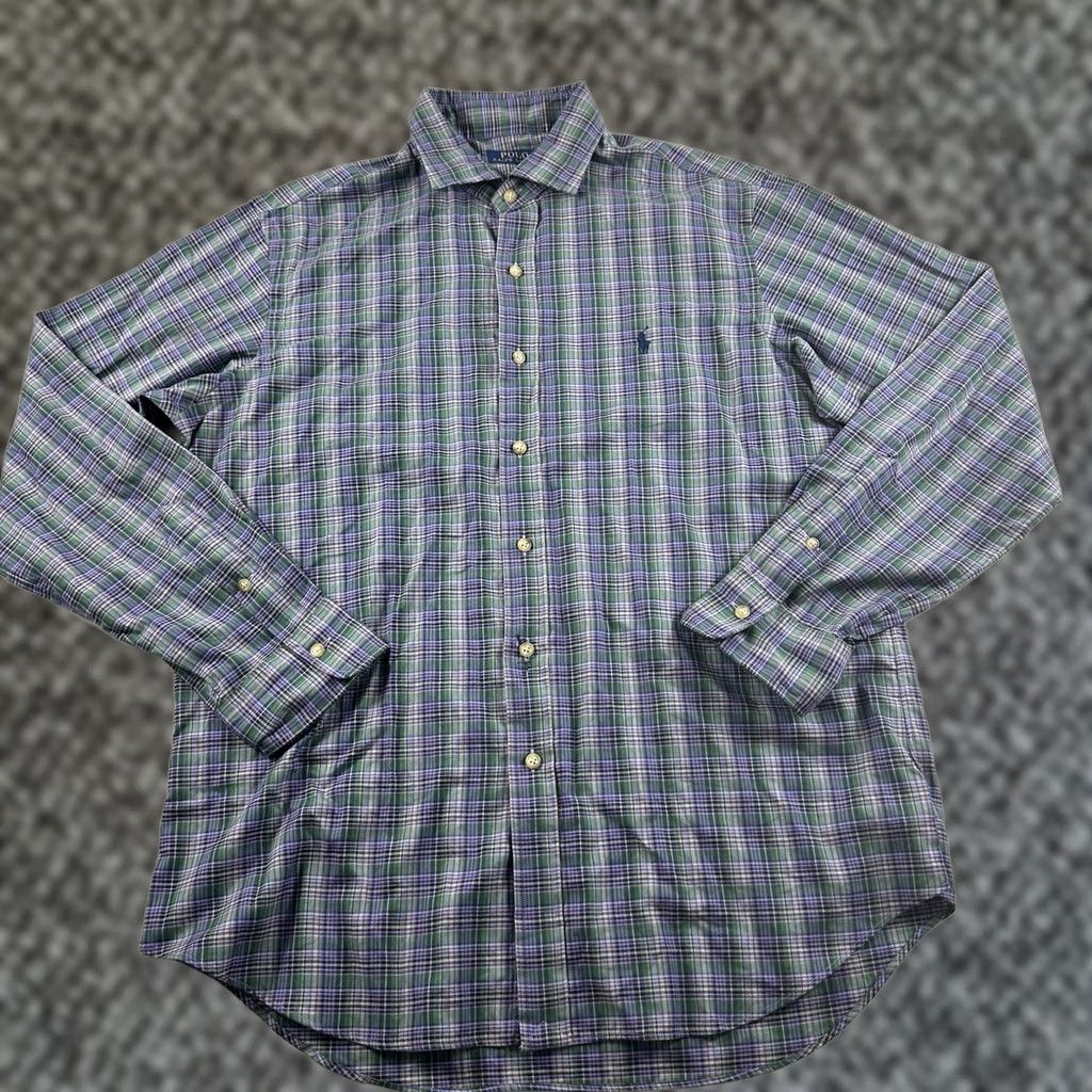 Polo Ralph Lauren Polo Ralph Lauren Shirt Men Large Button-Down Plaid Casual Purple Multicolor Check Long Sleeve Regular Button-Up Performance Size US L / EU 52-54 / 3 - 1 Thumbnail