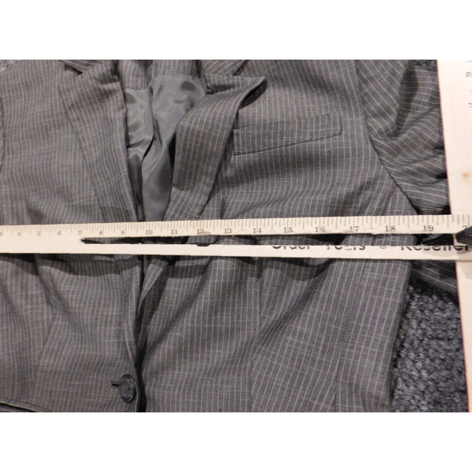 Ann Taylor Ann Taylor Loft Womens Blazer M Gray Striped Short Sleeve Knit Cotton Button Pockets Casual Modern - Size M / US 6-8 / IT 42-44 - 7 Thumbnail
