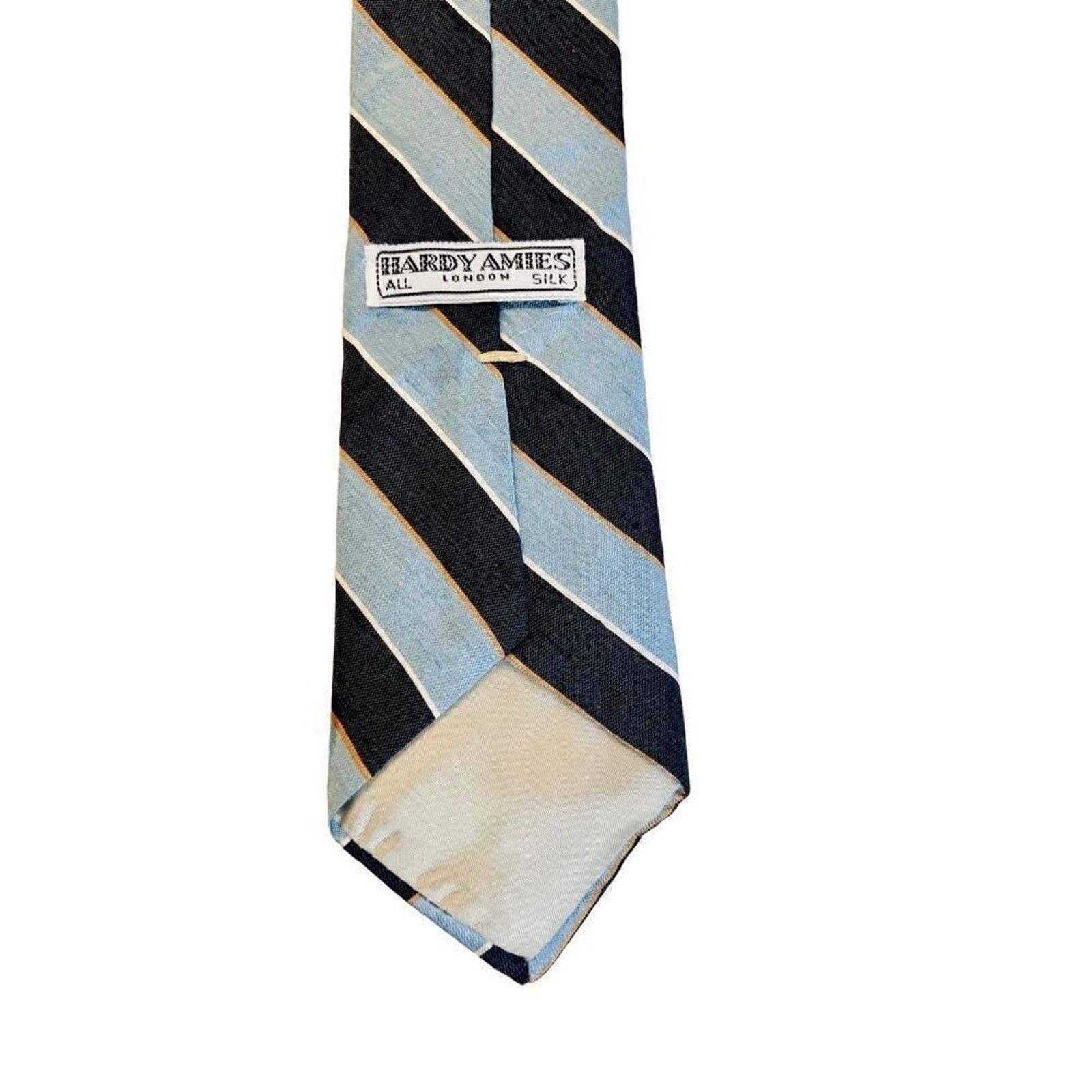 Hardy Amies Hardy Aimes London Vintage 80s All Silk Blue Stripe Necktie Size ONE SIZE - 3 Thumbnail