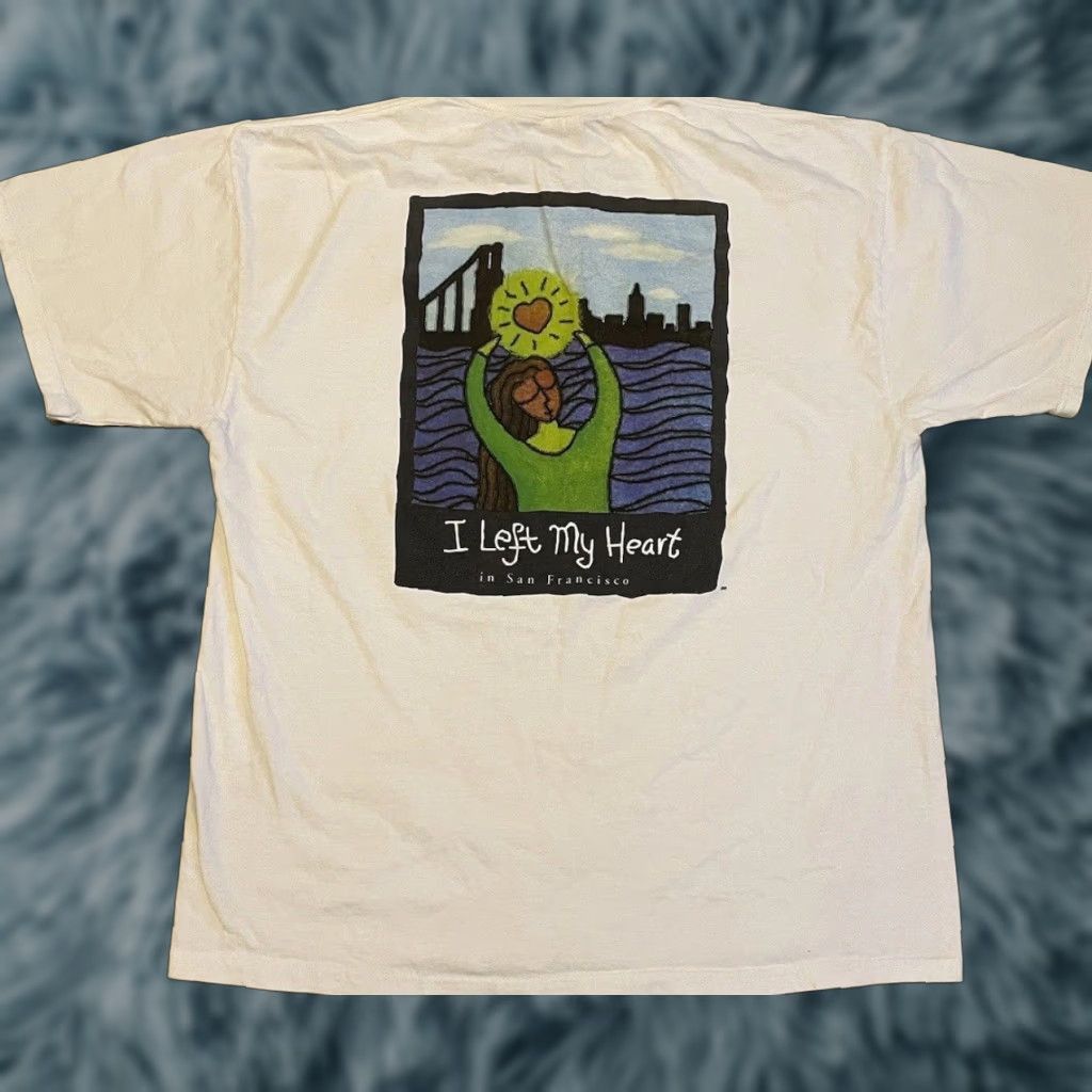 Vintage VINTAGE 90s Left My Heart In San Francisco Faded Abstract Art Shirt XL White Nike? Size US XL / EU 56 / 4 - 1 Thumbnail