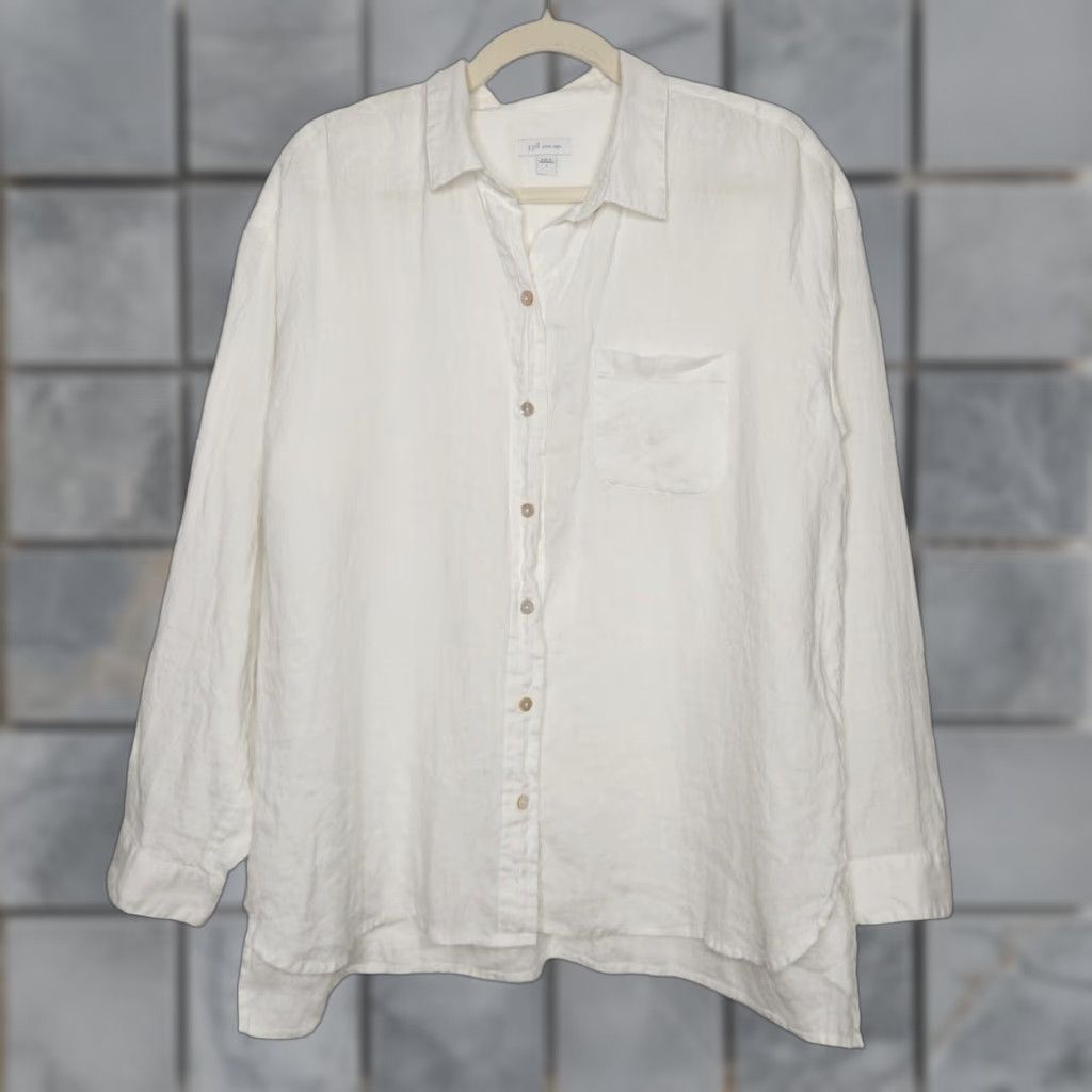 J. Jill VINTAGE J. Jill Button-Up Shirt White L Women Beach Coastal Minimal Luxury Size L / US 10 / IT 46 - 1 Thumbnail