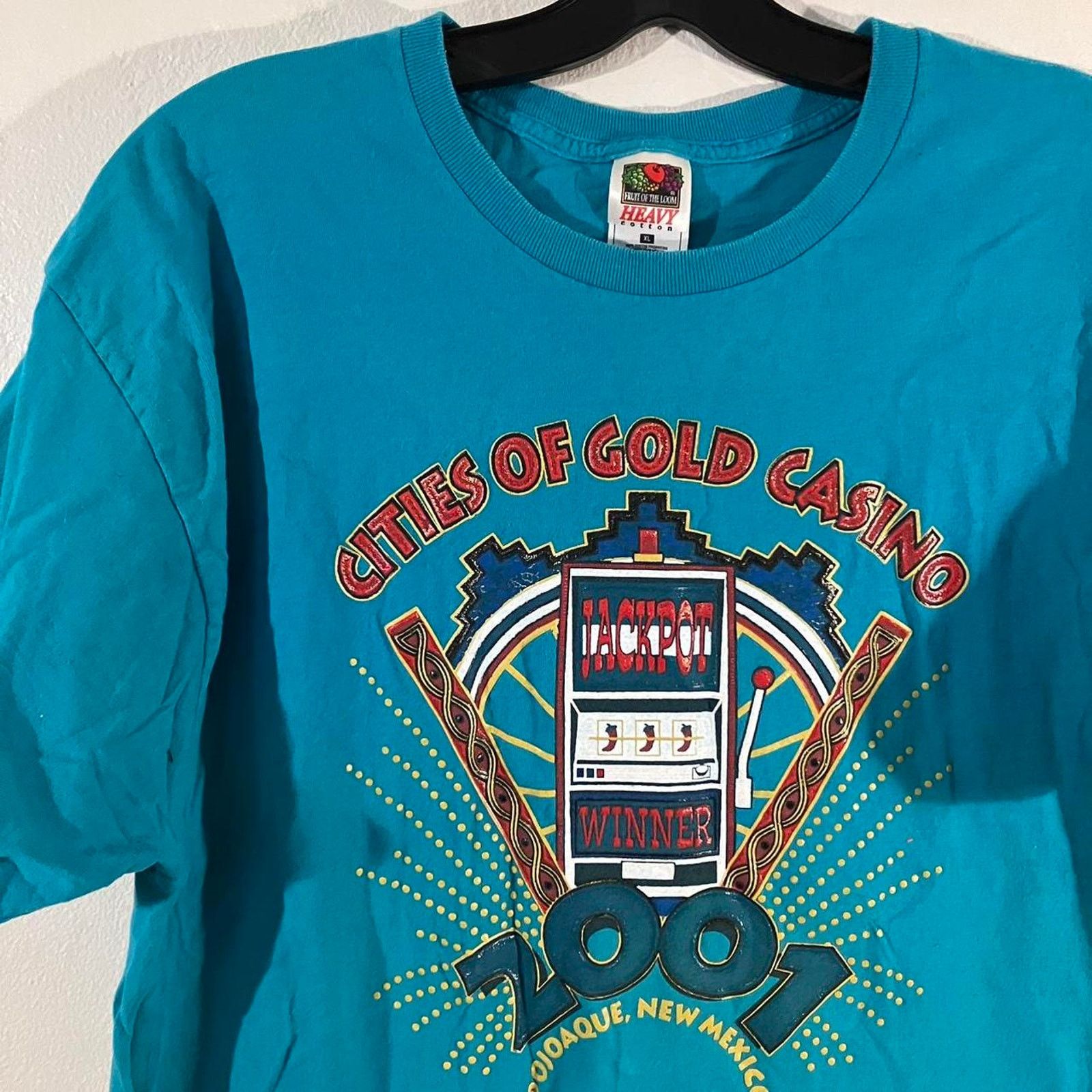 Fruit Of The Loom Vintage Y2K Casino Blue Jackpot Winner 2001 Graphic Tee Size US XL / EU 56 / 4 - 2 Thumbnail