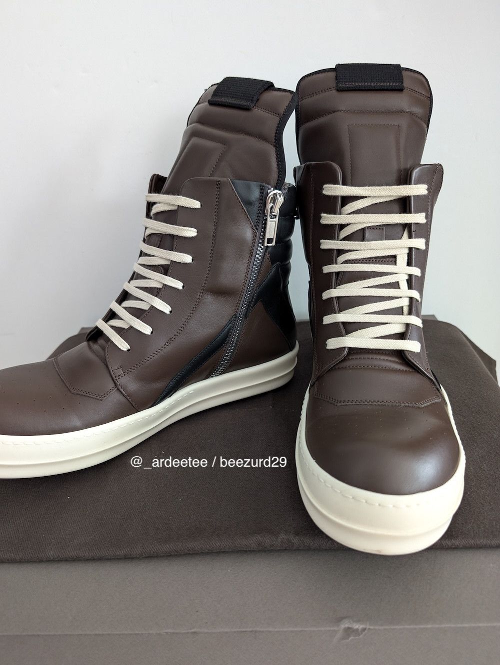 Rick Owens 💥UNRELEASED 1/1 SAMPLE GEOBASKETS BROWN/BLACK FW23 Size US 11 / EU 44 - 6 Thumbnail