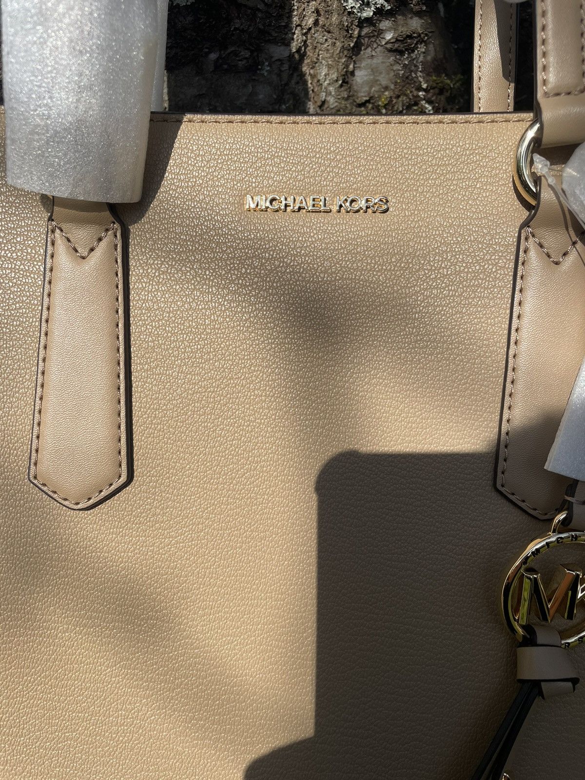 Michael Kors Michael Kors Kris Medium Satchel Handbag Beige Size ONE SIZE - 2 Thumbnail