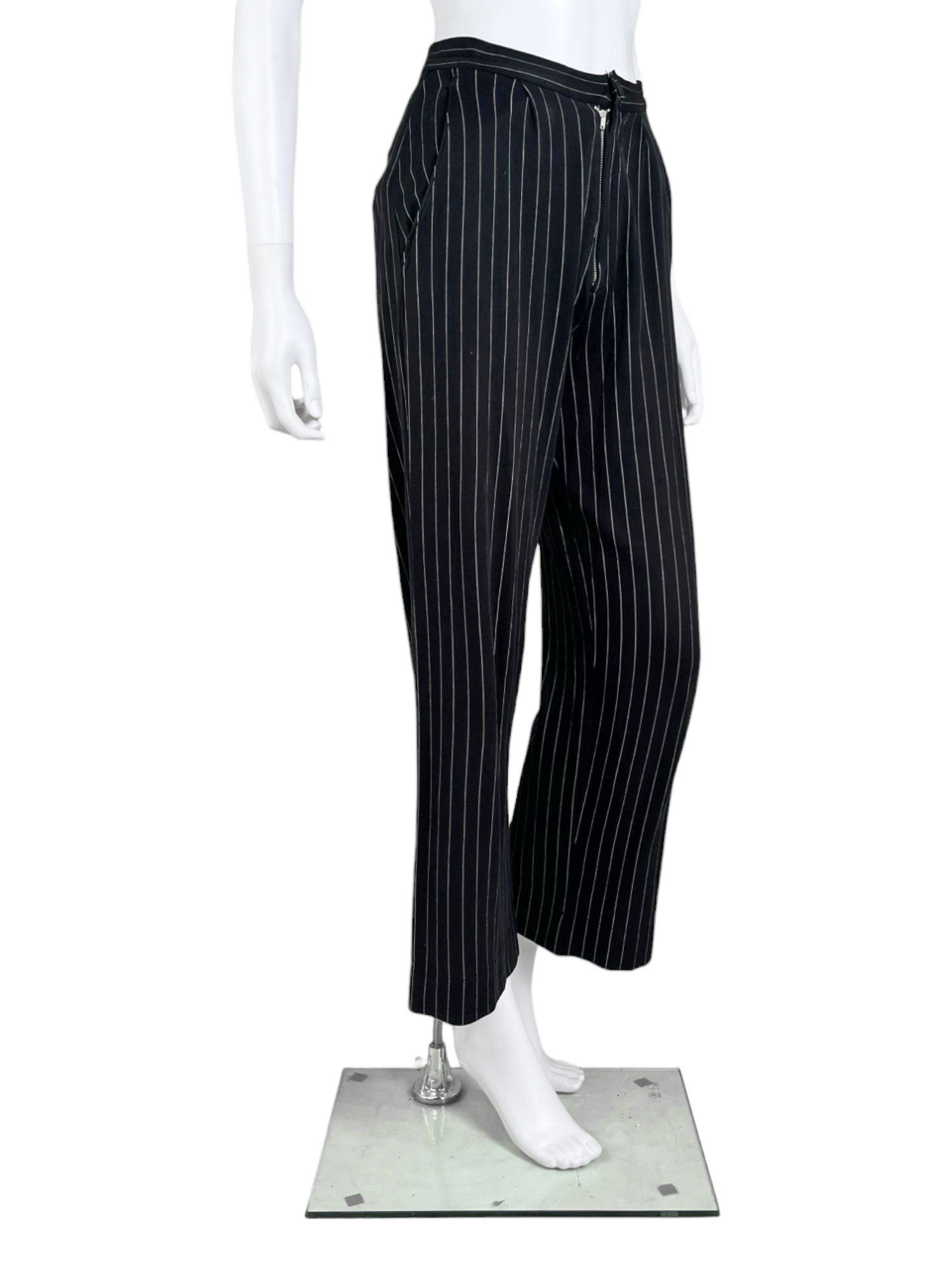 Yohji Yamamoto 2000's Striped Black Pants Size 26" / US 2 / IT 38 - 2 Thumbnail