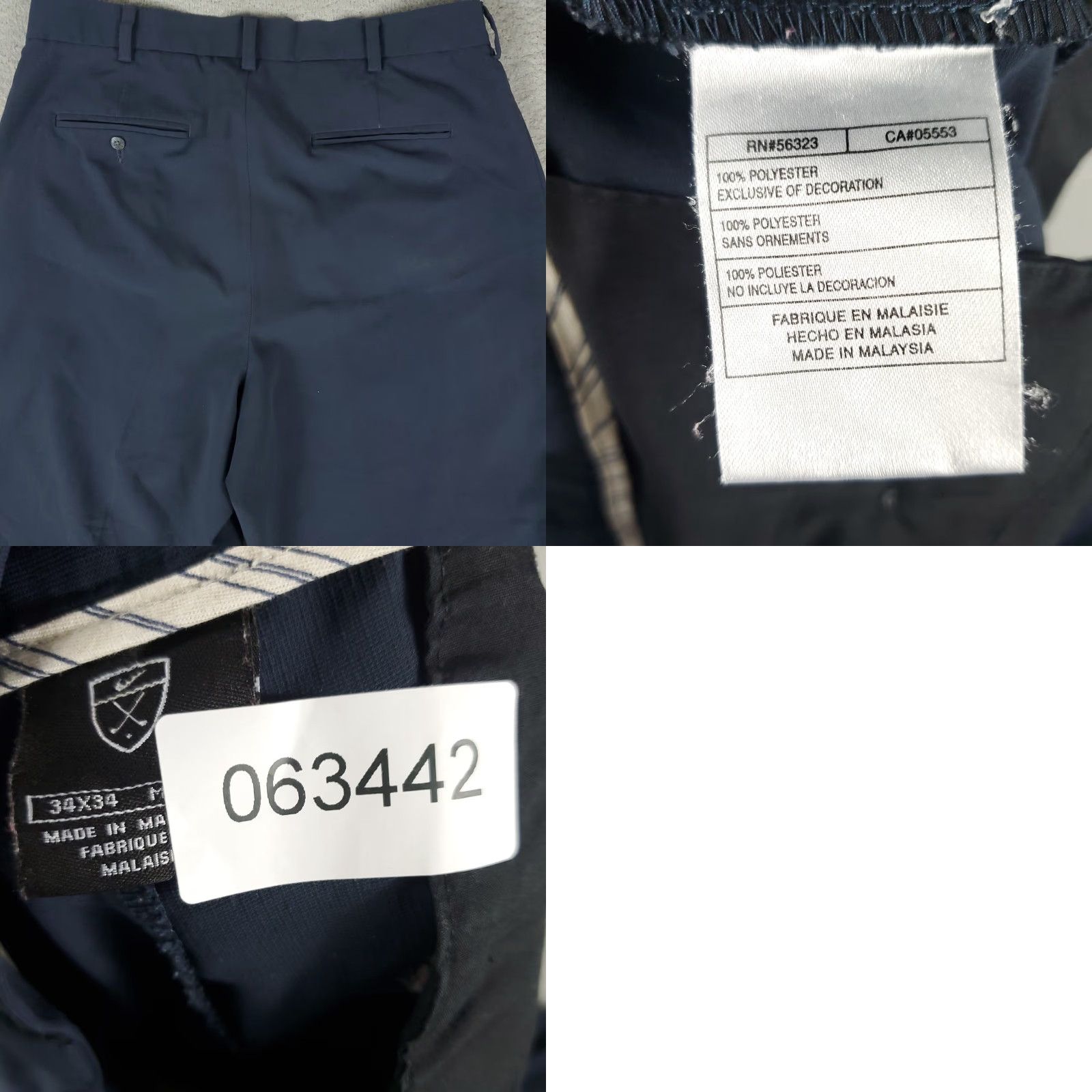 Nike Nike Men Pants 34x34 Regular Size 34 Navy Blue Chino Trousers Pleated Cuffed Straight Pockets Zip Polyester Polyester Blend Logo Regular Fit Size US 34 / EU 50 - 8 Thumbnail