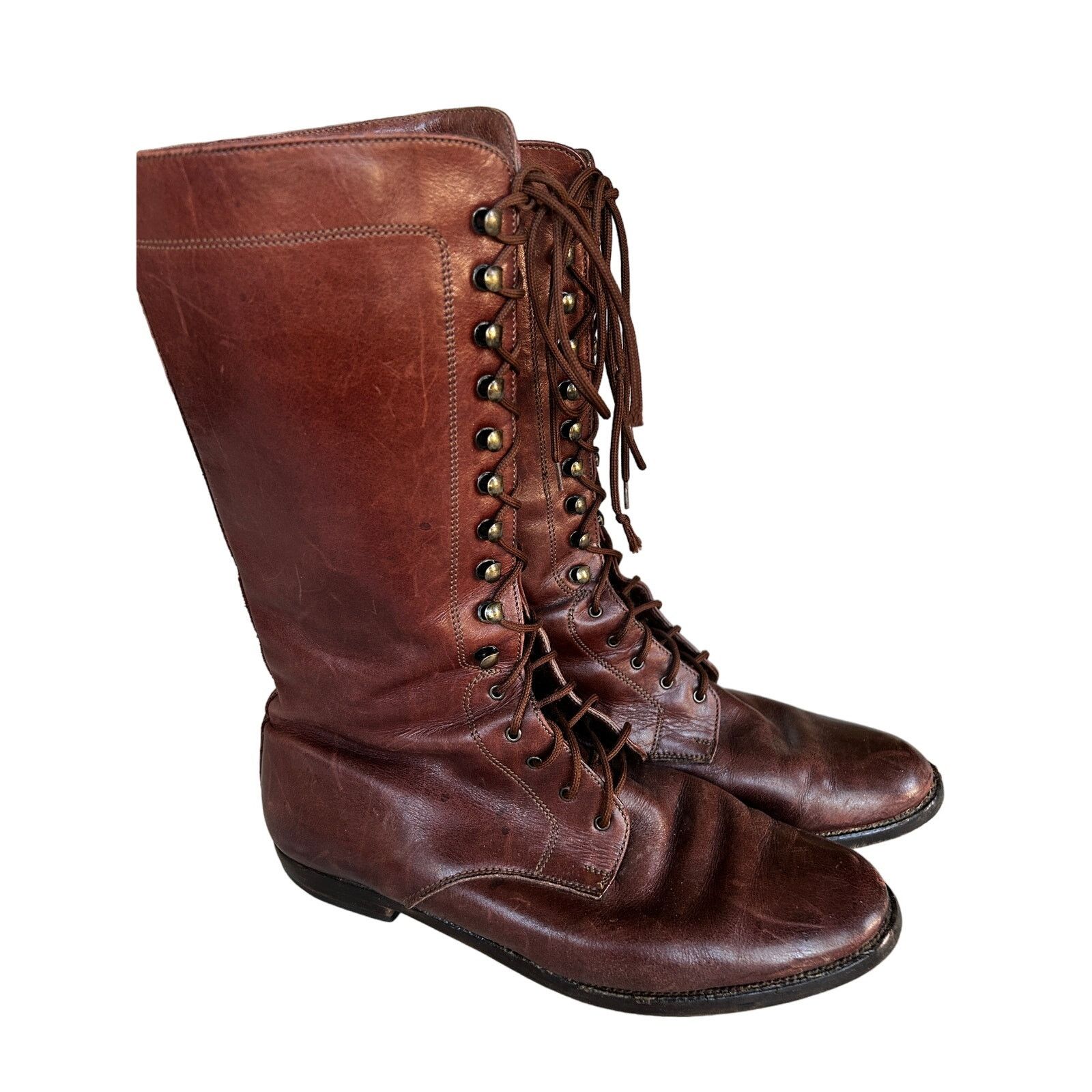 Vintage Brown Leather Riding/Aviator Women's Boots medium