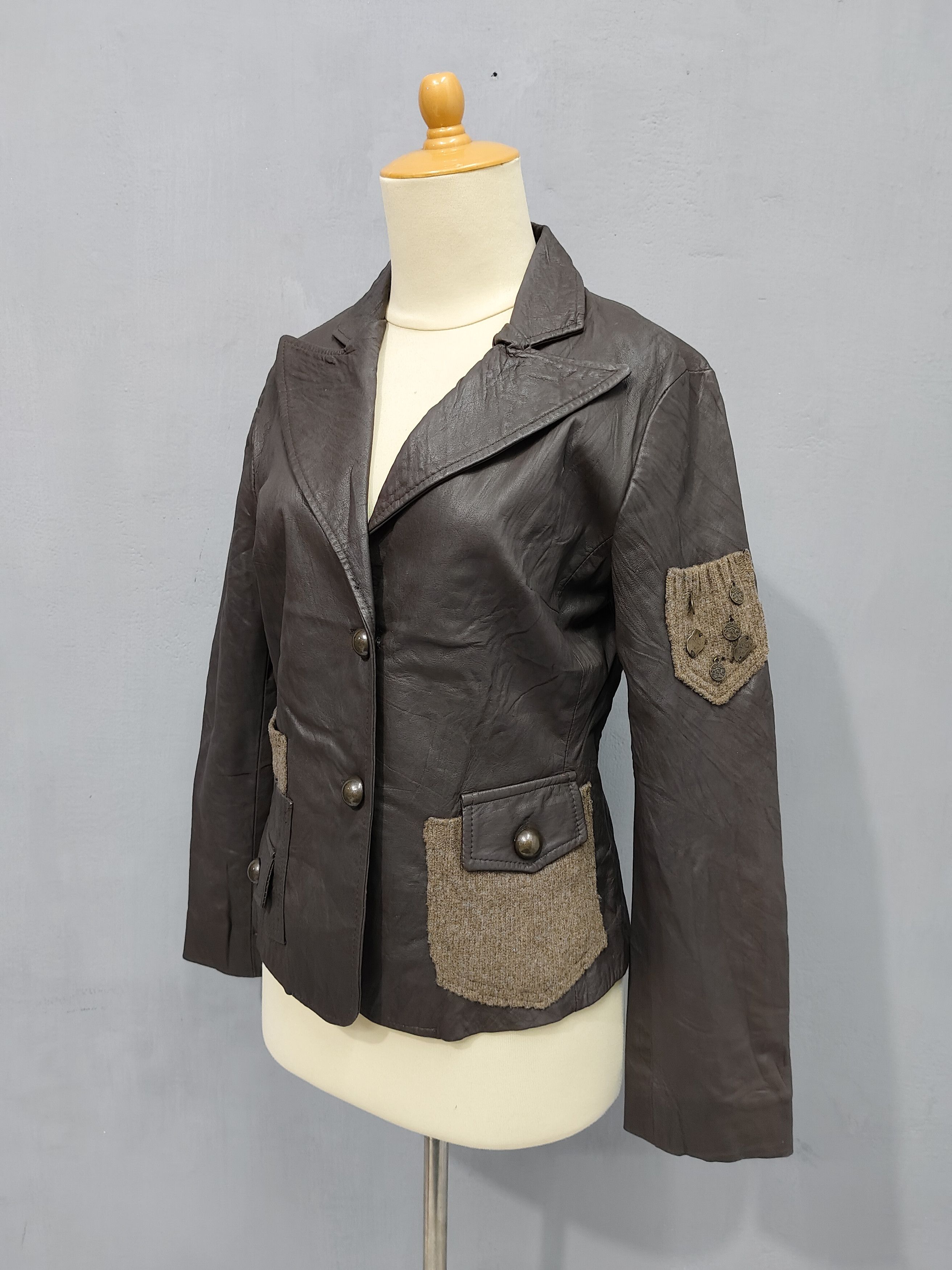 Seditionaries 90s Manila Grace- Coin Patch Wool Vera Pelle Leather Jacket Size M / US 6-8 / IT 42-44 - 3 Thumbnail
