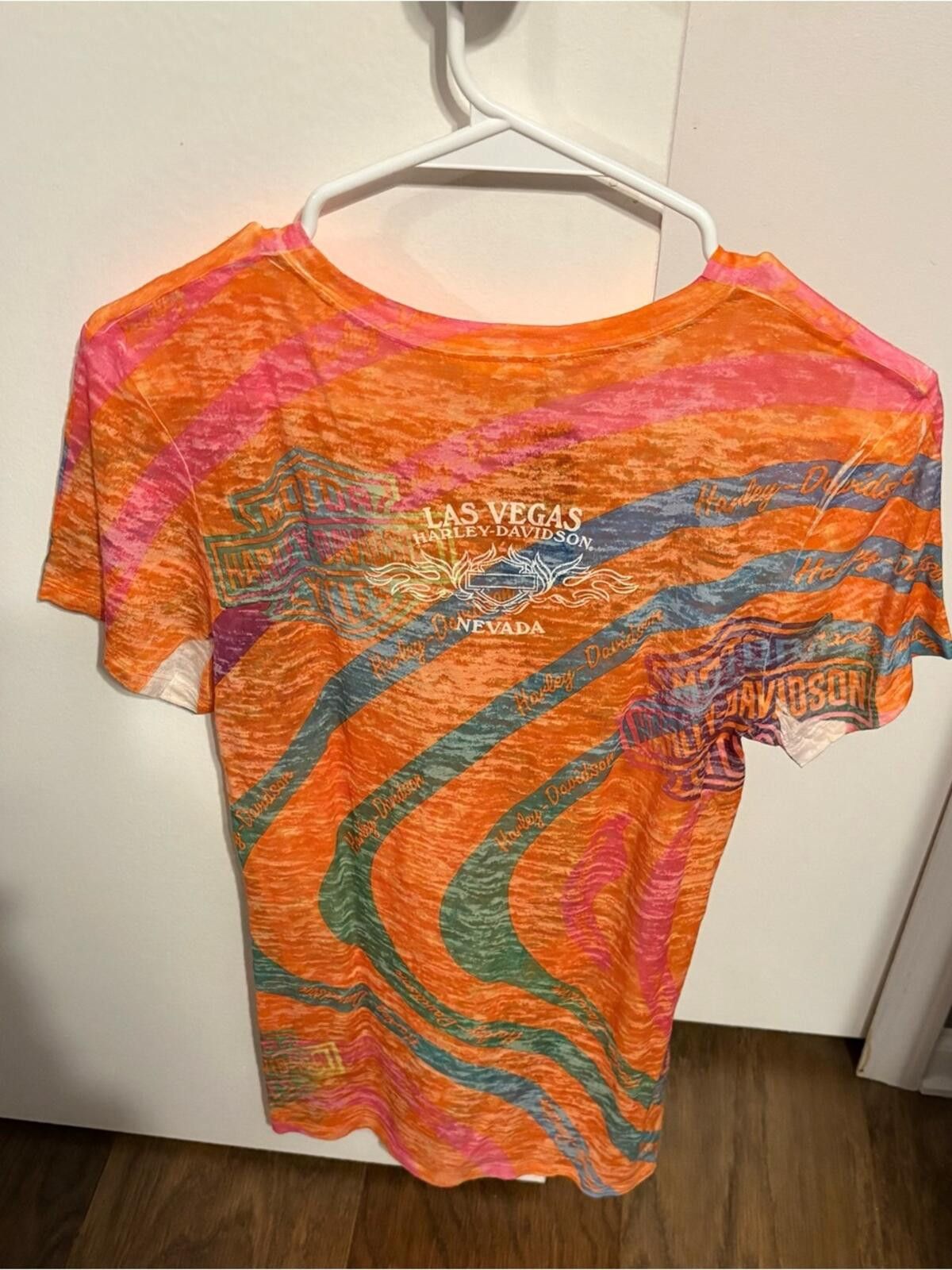 Harley Davidson Harley-Davidson Las Vegas Orange Multi-Color Graphic Tee Size L / US 10 / IT 46 - 2 Thumbnail