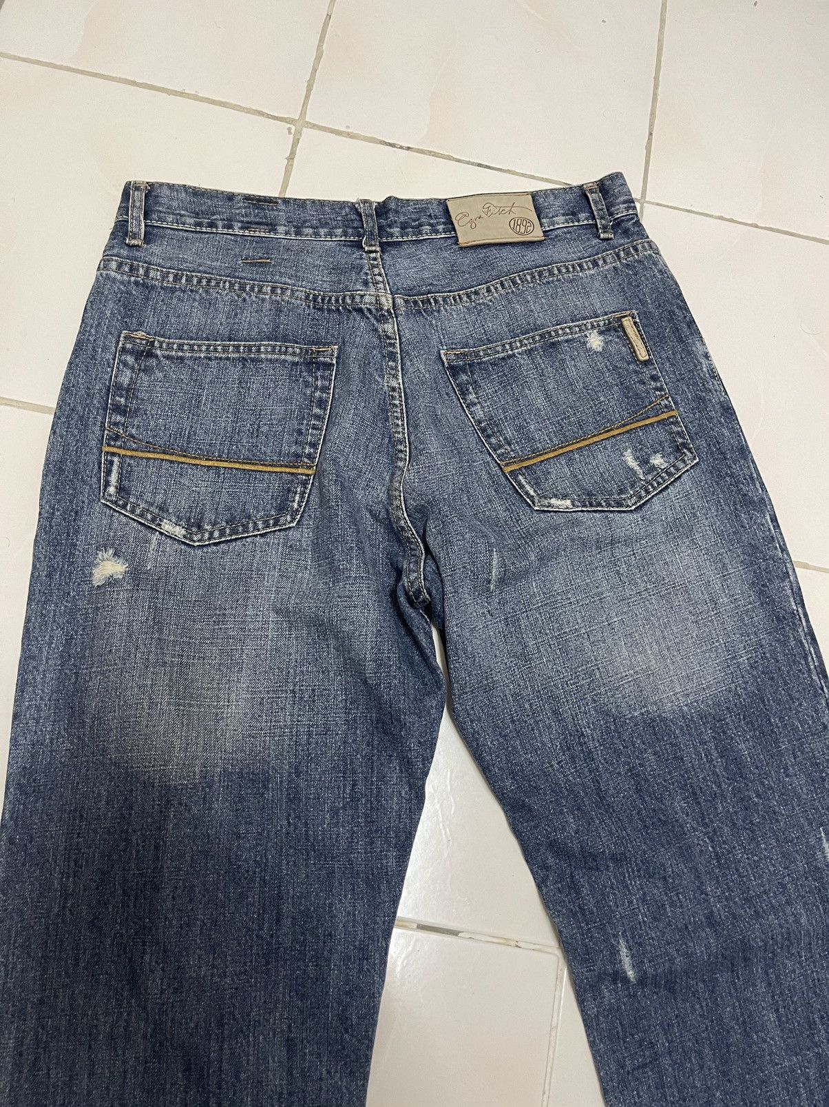 Japanese Brand 90’s DENIM DISTRESSED BAGGY LOOSE STRAIGHT CUT Size US 32 / EU 48 - 4 Thumbnail