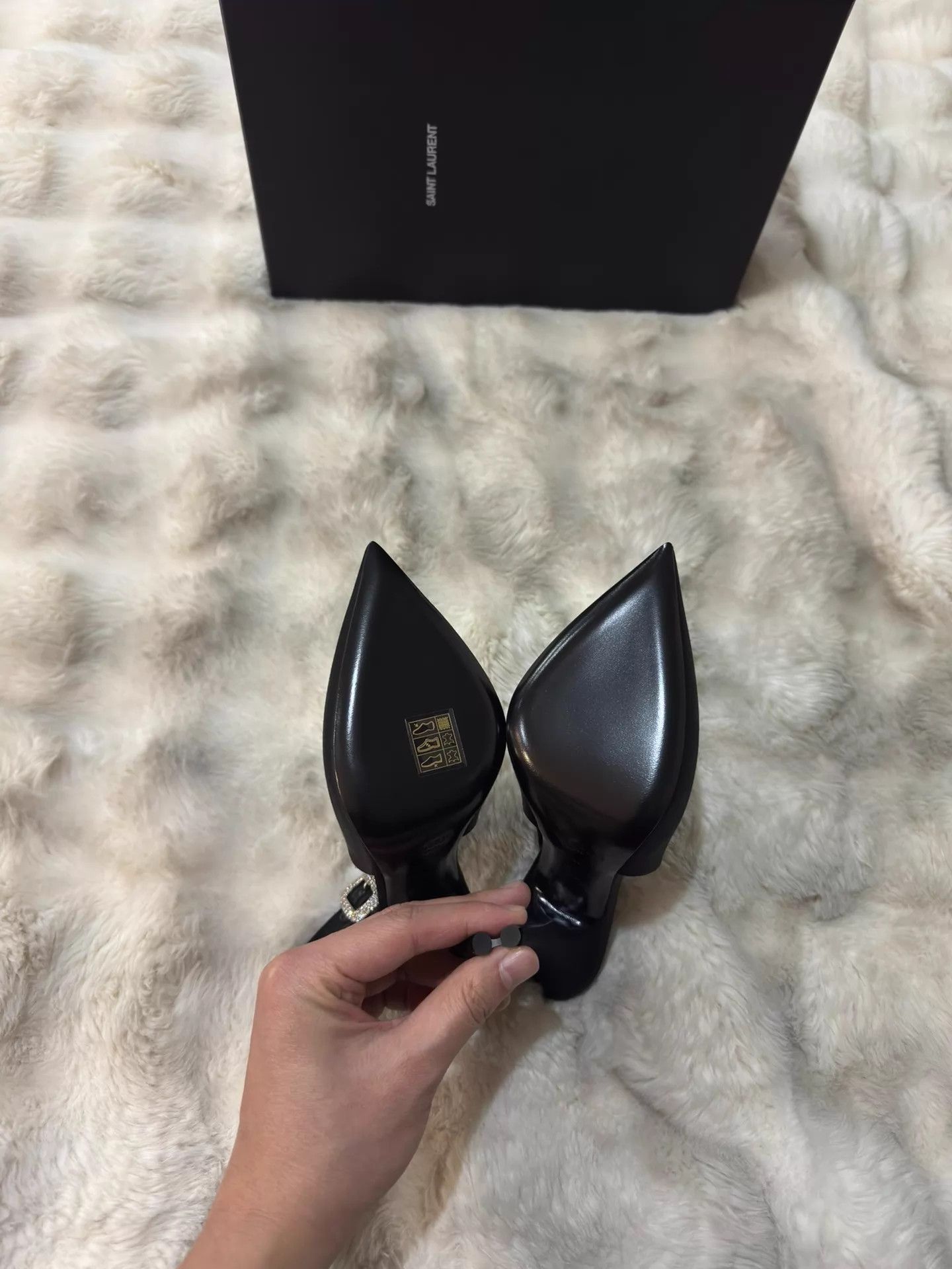Saint Laurent Paris Saint Laurent new black satin crystal heels size 37 Size US 6.5 / IT 36.5 - 6 Thumbnail