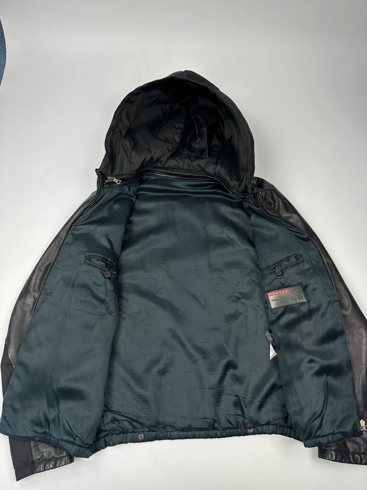 Prada Prada Sport FW2010 Leather & Nylon Black Hooded Jacket Size US M / EU 48-50 / 2 - 9 Thumbnail
