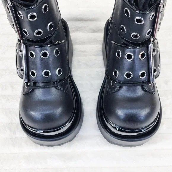 Other Black Matte Bear 104 Platform Ankle Boots Goth Punk Rave (US Size US 8 / IT 38 - 4 Thumbnail
