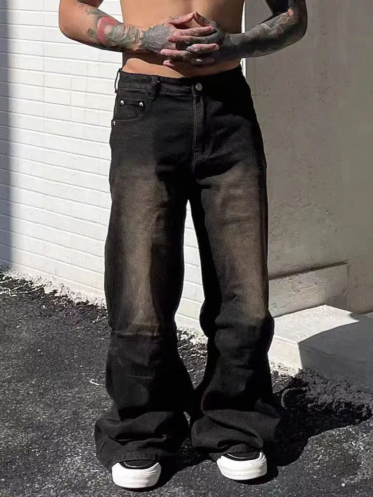 Designer × Japanese Brand Vintage washed black heavyweight straight leg jeans Size US 30 / EU 46 - 1 Thumbnail