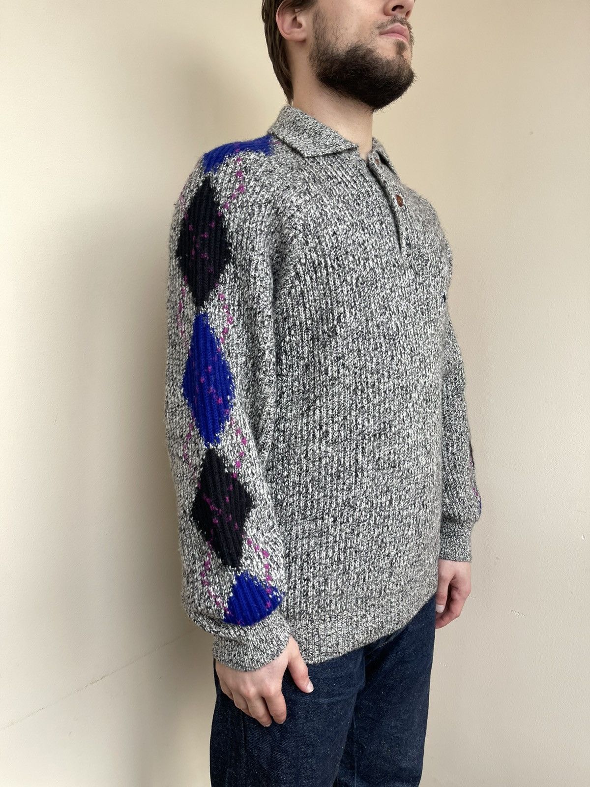 Kappa Robe di Kappa Argyle Print Wool Knit Sweater Vintage 80s 90s Size US L / EU 52-54 / 3 - 5 Thumbnail