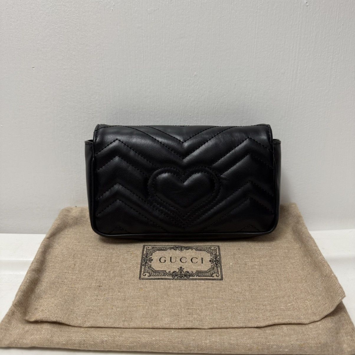Gucci Gucci GG Marmont Matelasse Leather Black Super Mini Bag Size ONE SIZE - 5 Thumbnail