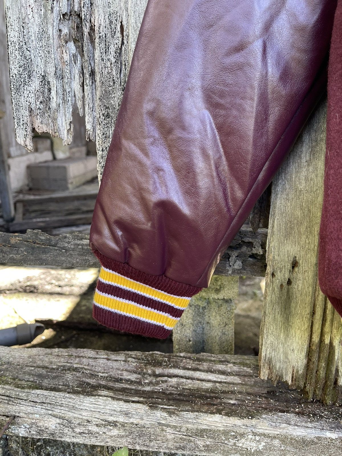 Designer Vintage Burgundy Dilly Letterman Varsity Jacket (XS) Size US XS / EU 42 / 0 - 6 Thumbnail