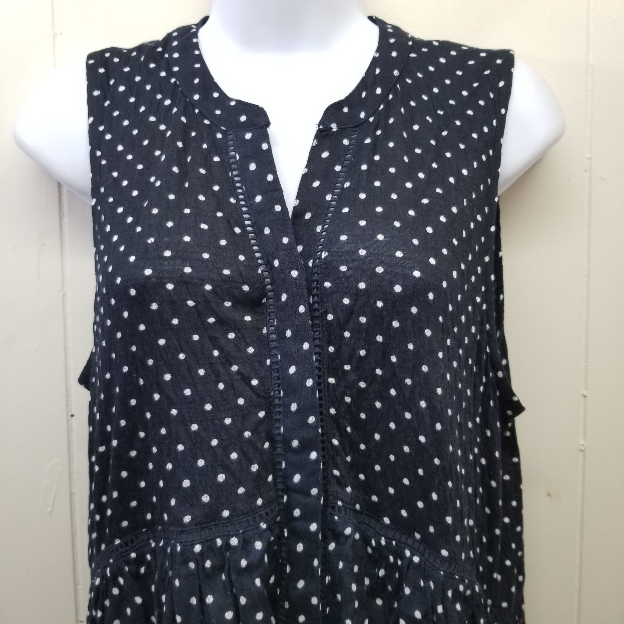 Anthropologie Anthropologie M Blue White Polka Dot Tunic Top Sleeveless St Size M / US 6-8 / IT 42-44 - 4 Thumbnail
