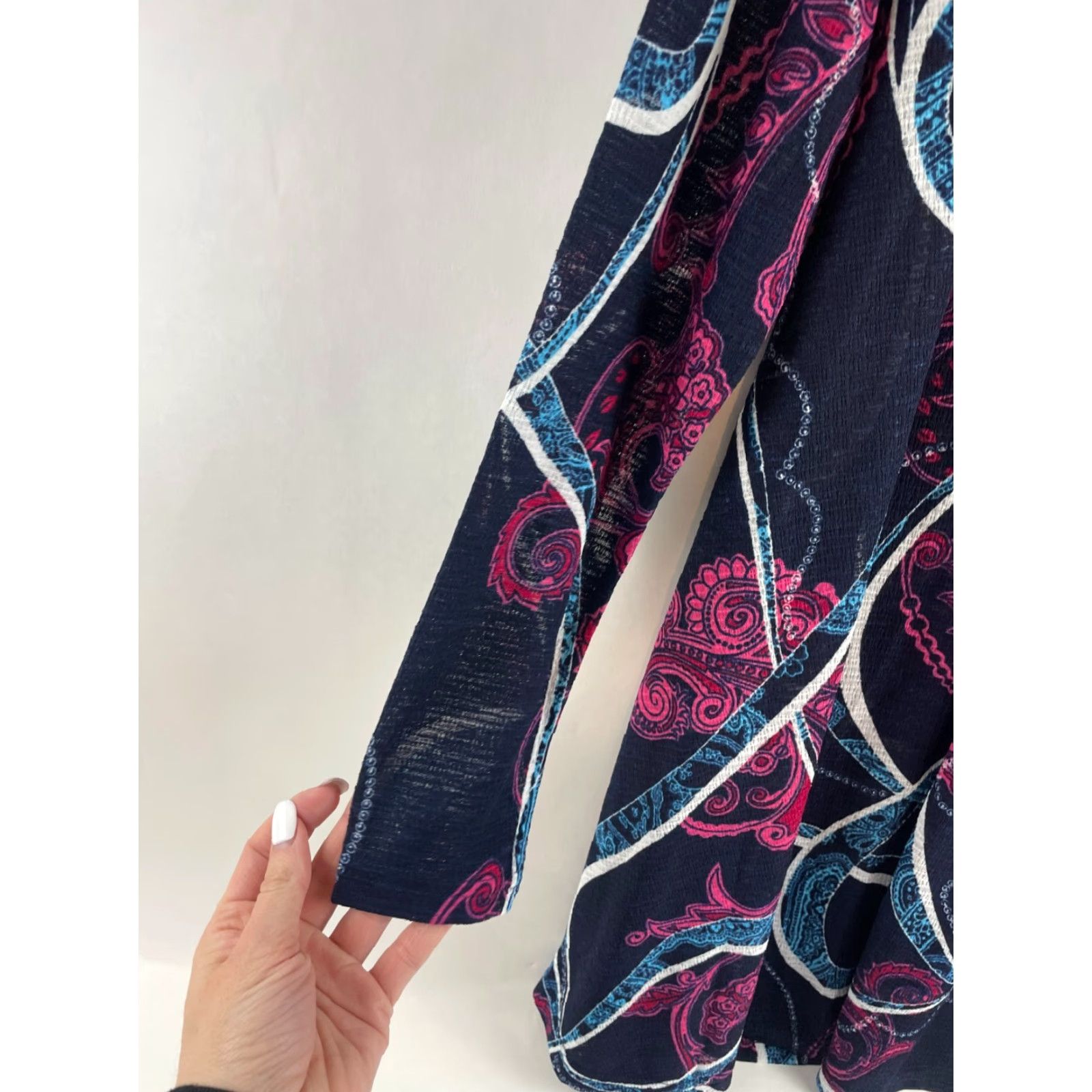 Vintage Arianna by Howard Dress Women's S/M Black Pink Blue Paisley Semi-sheer NWT Size S / US 4 / IT 40 - 5 Thumbnail