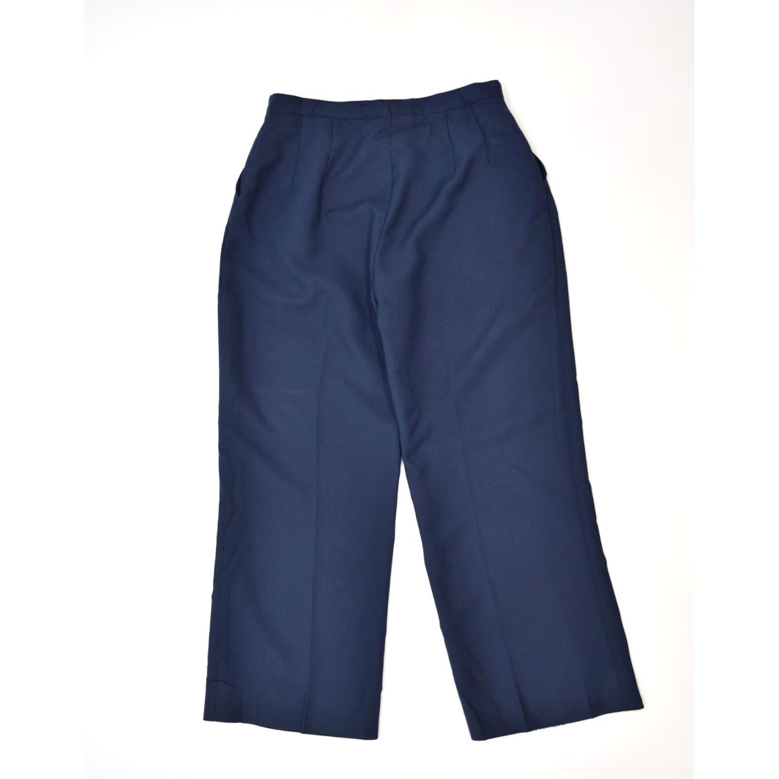 Vintage VINTAGE Womens High Waist Casual Trousers UK 16 Large W28 L30 Navy Blue Size 38" / US 16 / IT 52 - 2 Thumbnail