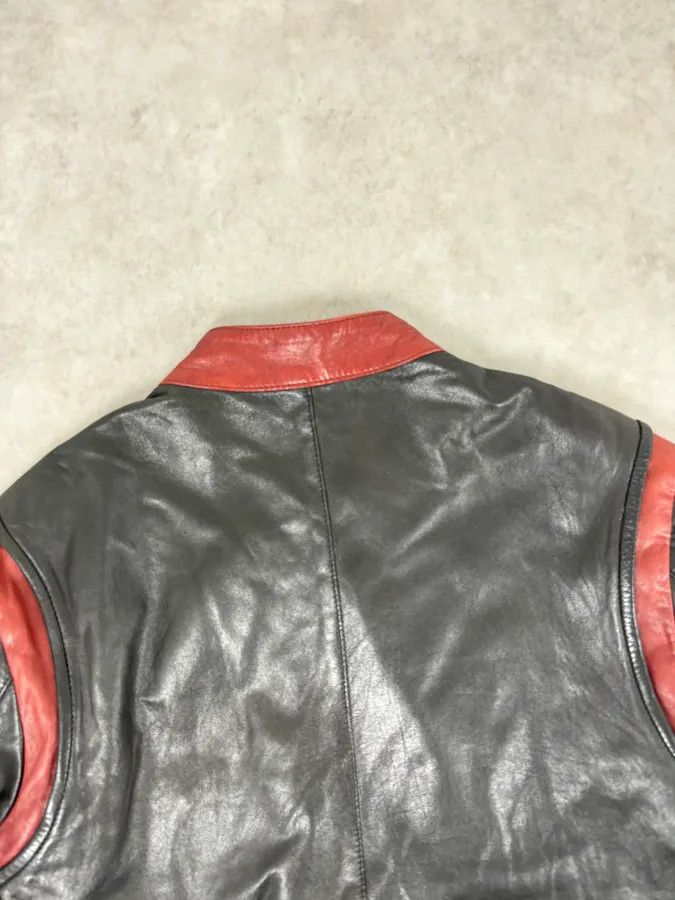 Marni 2010s Marni Black Contrast Red Collar Biker Leather Jacket Size US M / EU 48-50 / 2 - 6 Thumbnail