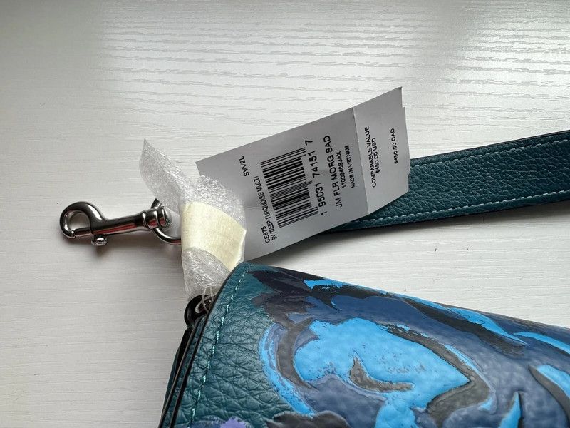 Coach NWT COACH Morgan Saddle Bag Jumbo Floral Blue Turquoise Teal Size ONE SIZE - 5 Thumbnail