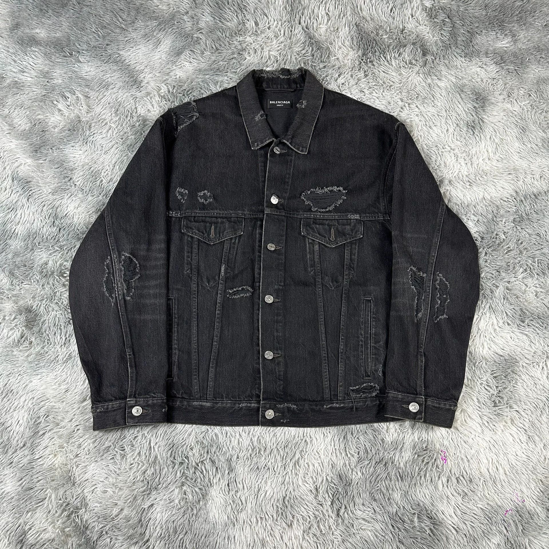 Balenciaga Balenciaga Black Embroidered Denim Jacket Size US M / EU 48-50 / 2 - 1 Thumbnail