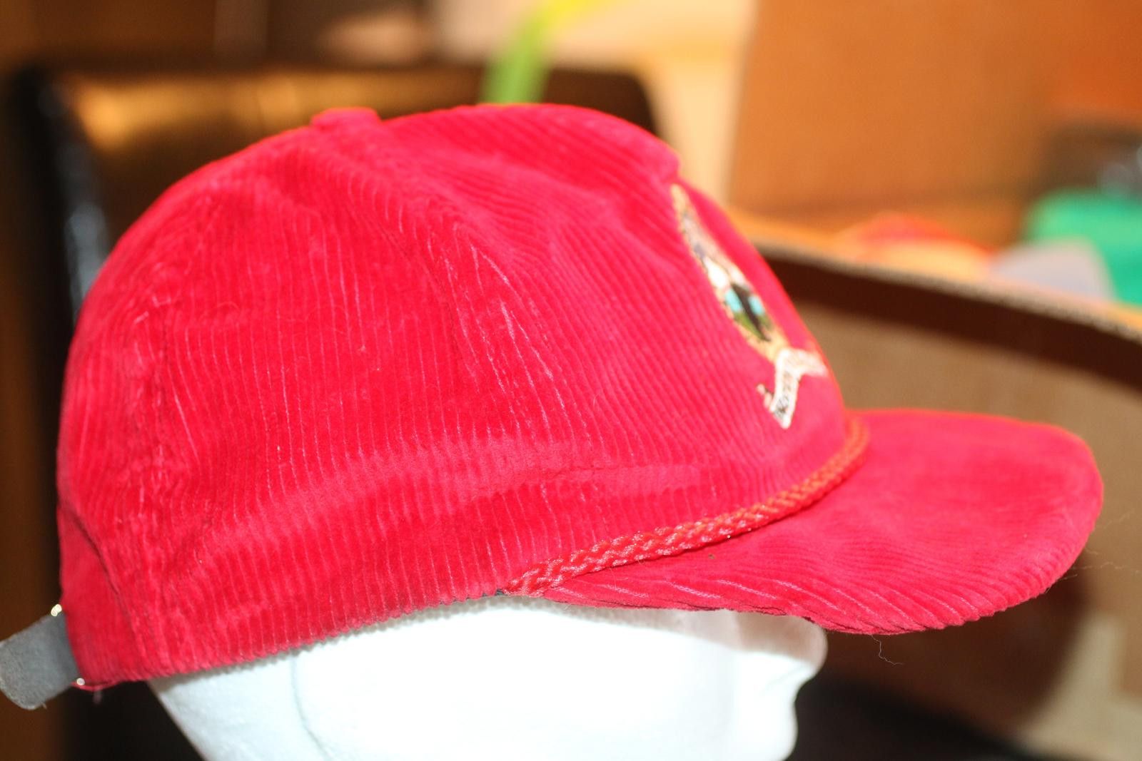 MLB Vintage Red Corduroy Strapback Hat Moose Mountain Elk Lodge Size ONE SIZE - 8 Thumbnail