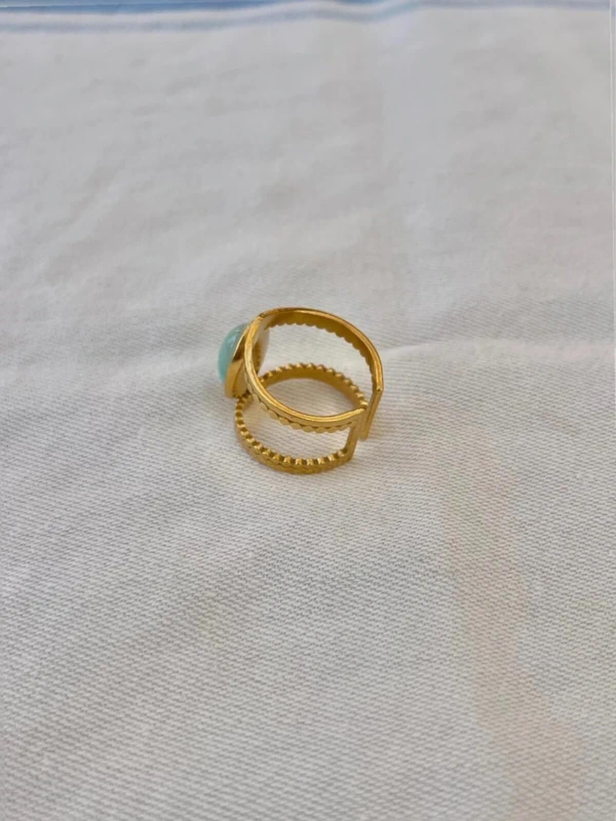 Other Gold plated blue oval chameleon gemstone vintage style ring Size ONE SIZE - 3 Thumbnail