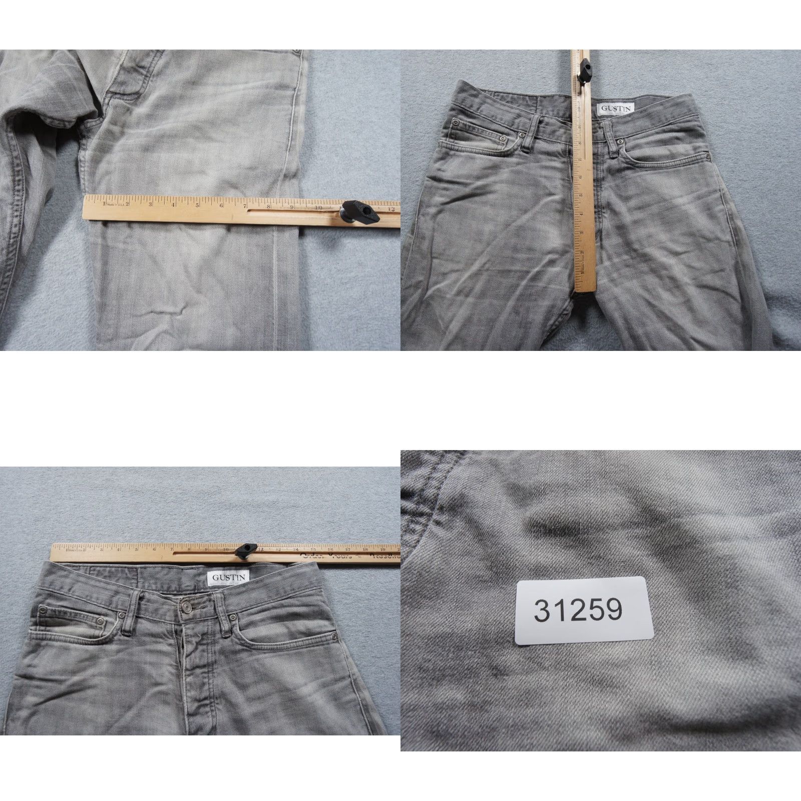 Gustin Gustin Jeans Means 30x30 Gray Denim Pants Button Fly Straight Worn Distressed 30x30 Vel 5-Pocket Mens Jeans Regular Gray Cotton Denim) Size US 30 / EU 46 - 9 Thumbnail