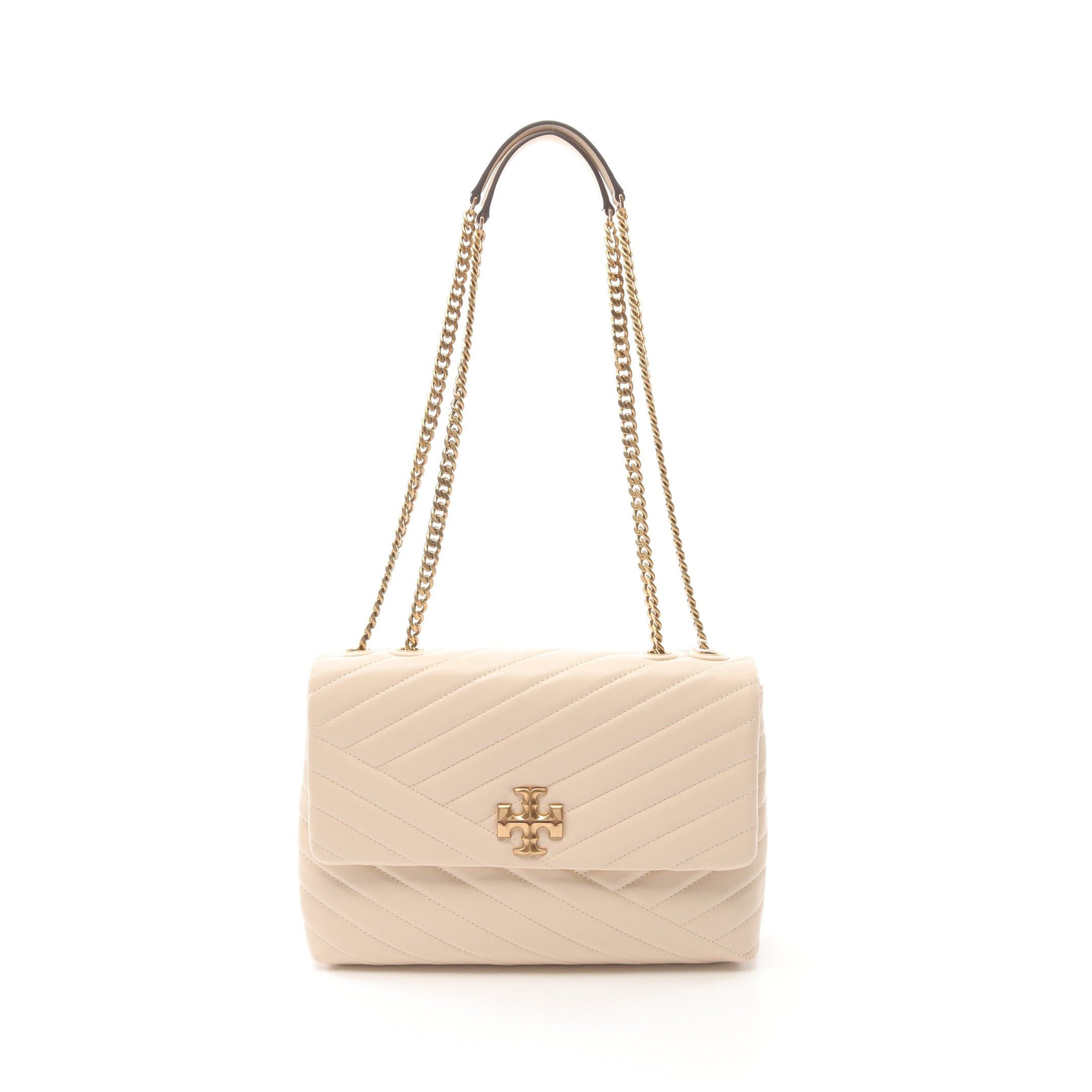 Tory Burch Tory Burch Kira Chevron Convertible Double Chain Shoulder Bag Leather Ivory Size ONE SIZE - 1 Thumbnail