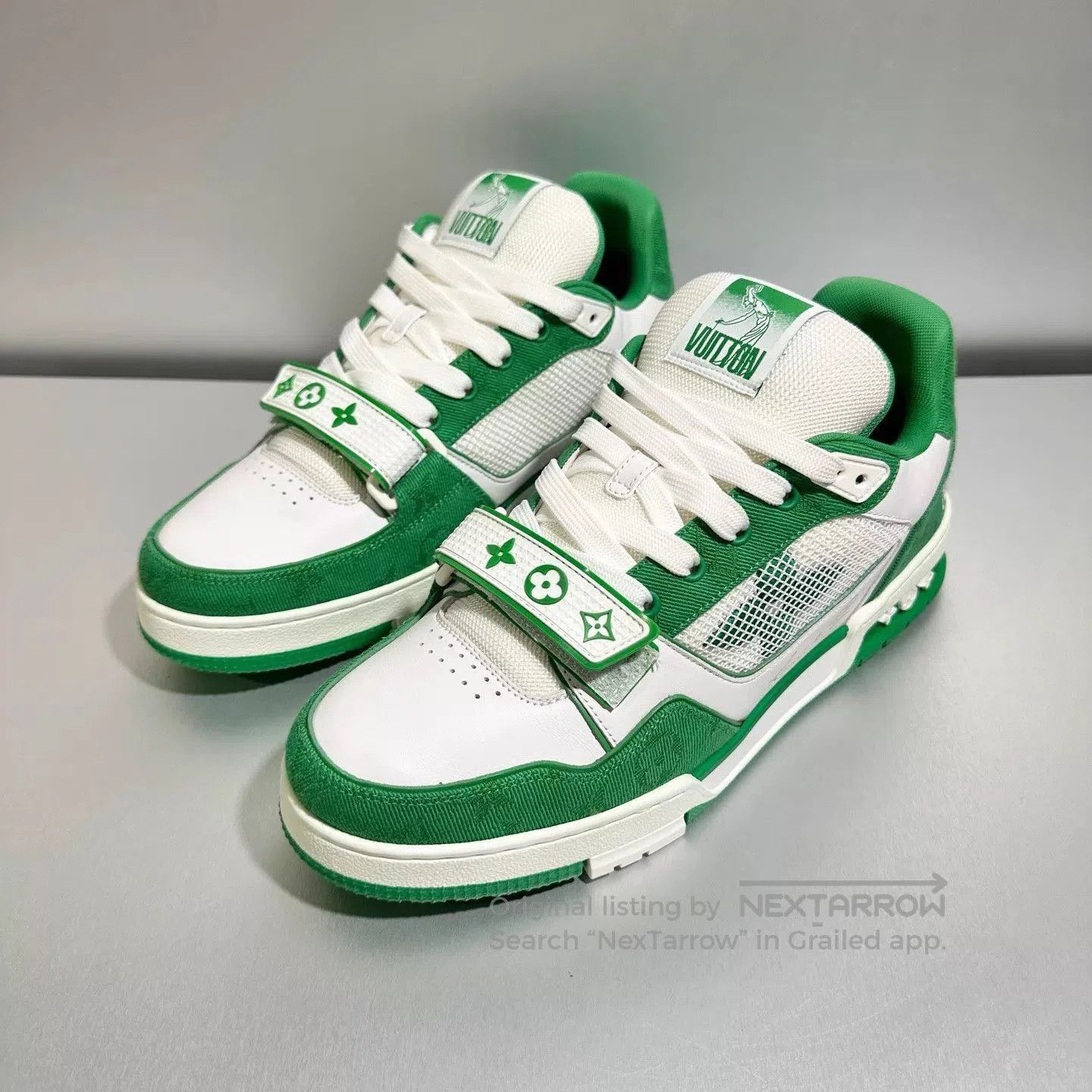 Louis Vuitton Green and White Lowtop Sneakers Size 9. Size US 9 / EU 42 - 1 Thumbnail