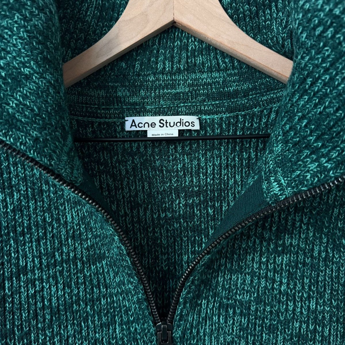 Acne Studios Acne Studios Half-Zip Ribbed Sweater in Forest Green L Size US L / EU 52-54 / 3 - 9 Thumbnail