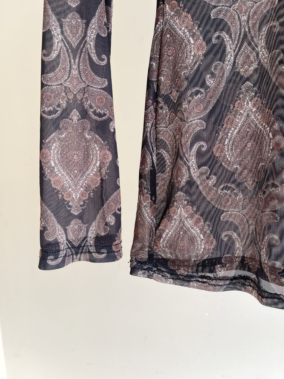 Other Simply Be Abstract Boho Print Mesh Long Sleeve Top Shirt Y2K Size M / US 6-8 / IT 42-44 - 4 Thumbnail
