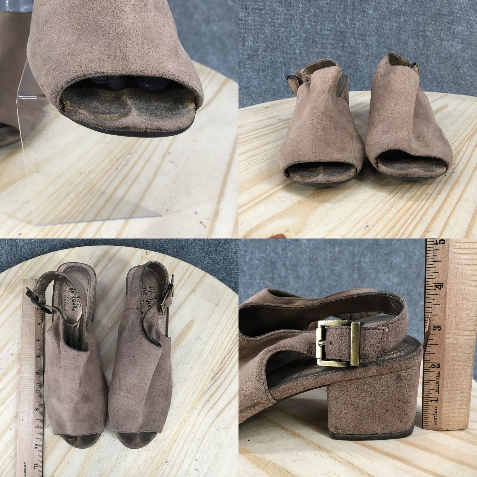 Vintage LifeStride Sandals Womens 8.5 M Relay Open Toe Slingback Brown Fabric Size US 9 / IT 39 - 8 Thumbnail