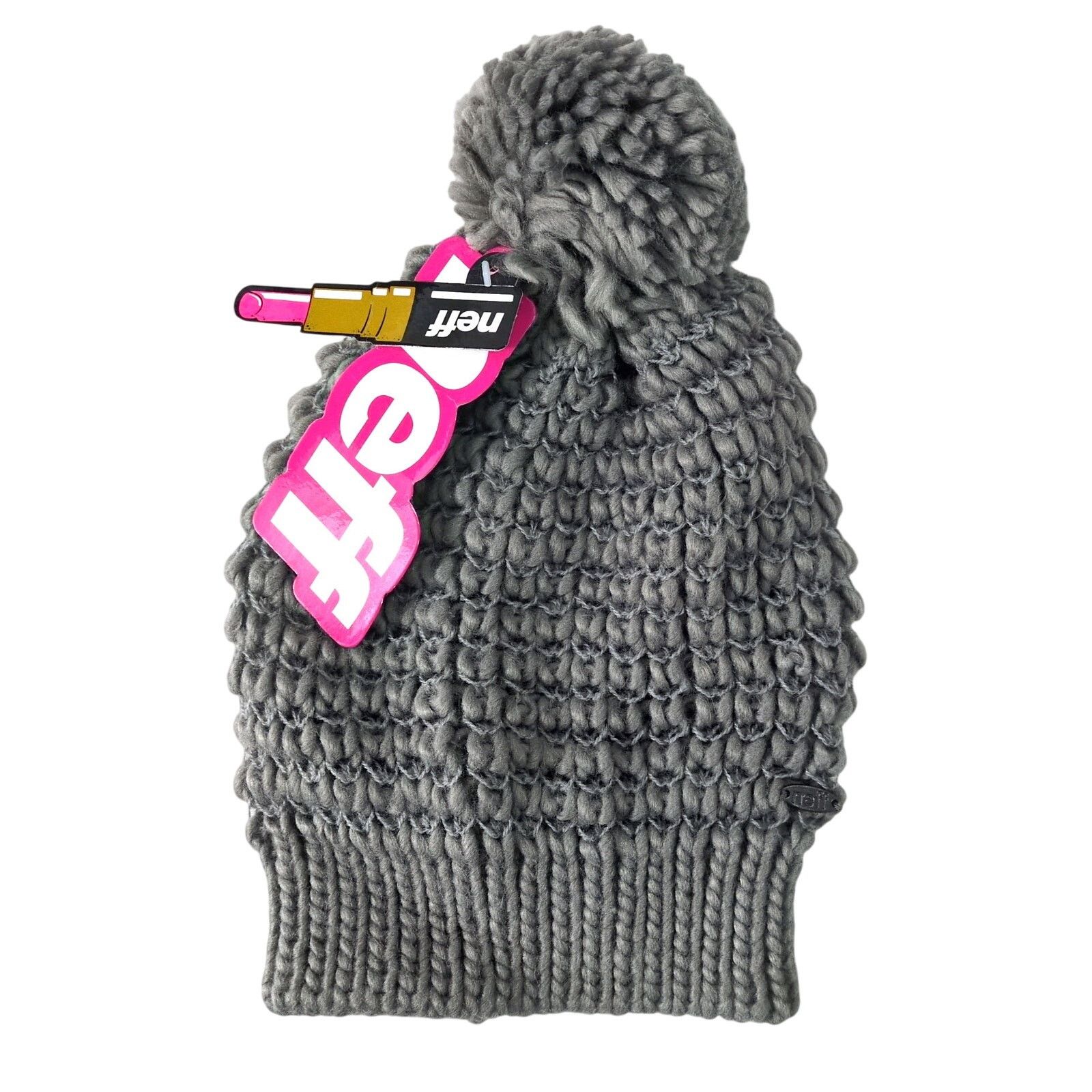 NEFF NWT NEFF Eifel-t Chunky Knit Slouch Pom Beanie Winter Hat Size ONE SIZE - 1 Thumbnail