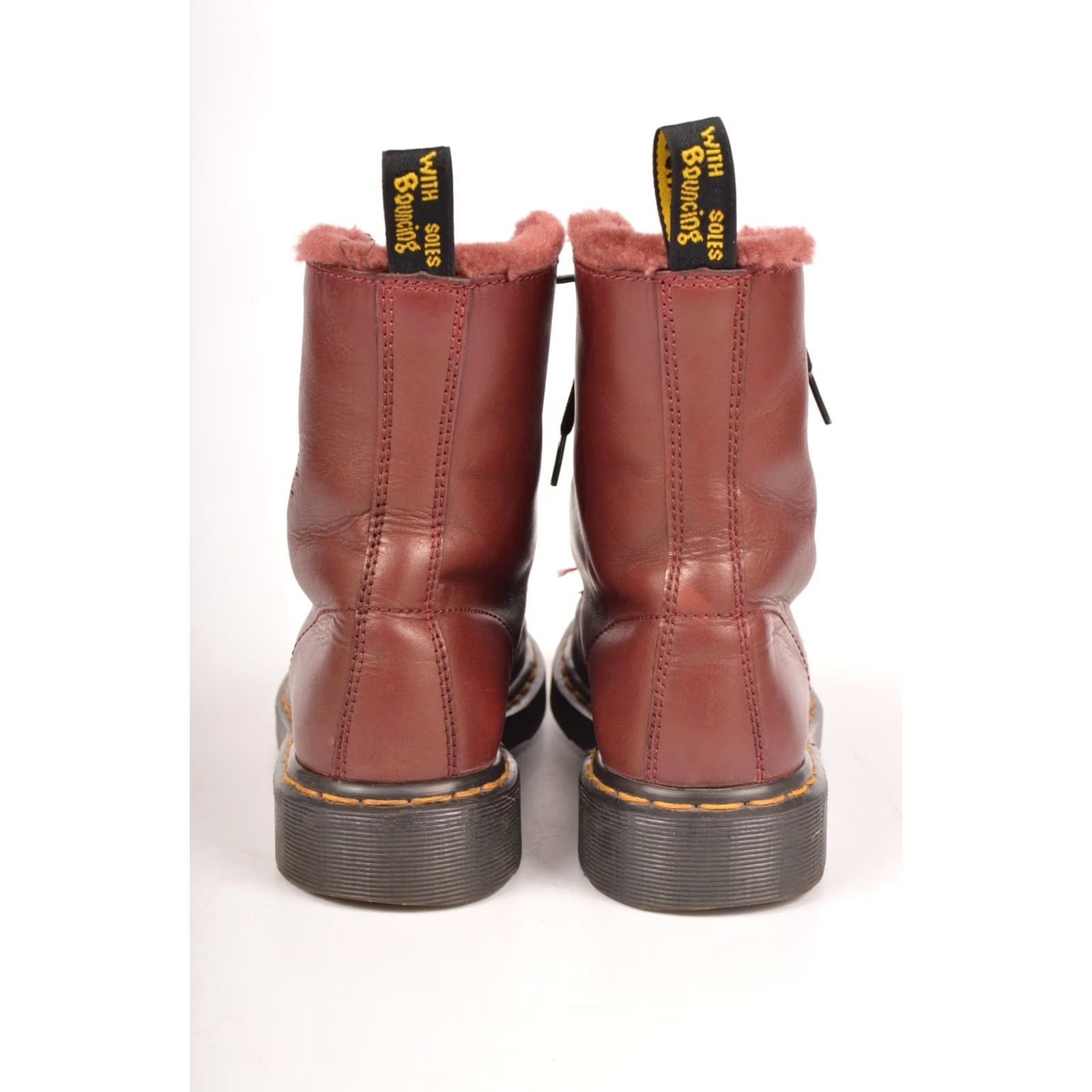 Dr. Martens Dr. Martens Serena Burgundy Faux Fur Lined Combat Leather Boots US 8 L Womens Boots Size 39 / EU 39 Red Leather Combat Shoes Size US 8 / IT 38 - 5 Thumbnail