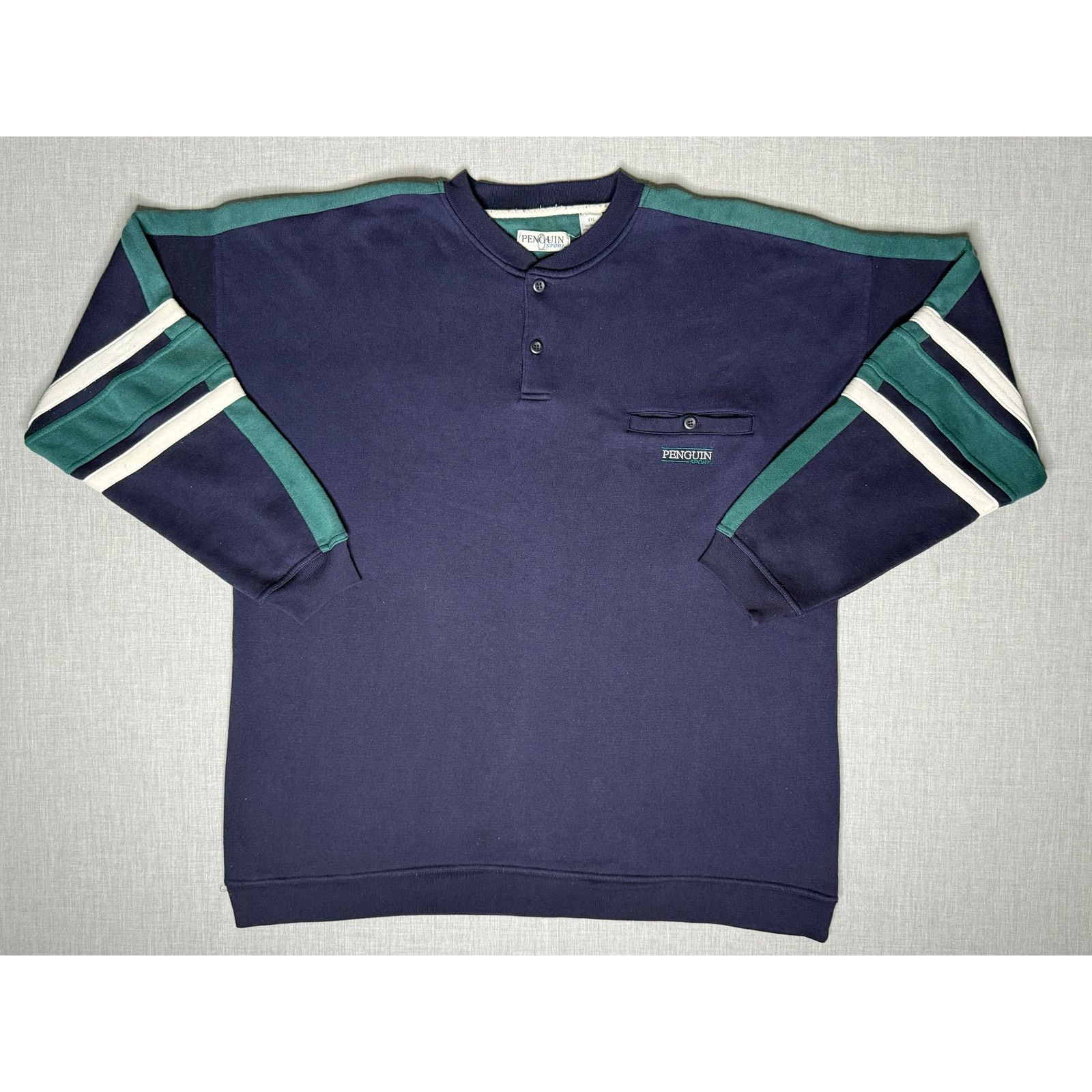 Vintage Vintage Penguin Sport Button Crewneck Sweatshirt 2XL Size US XXL / EU 58 / 5 - 1 Thumbnail
