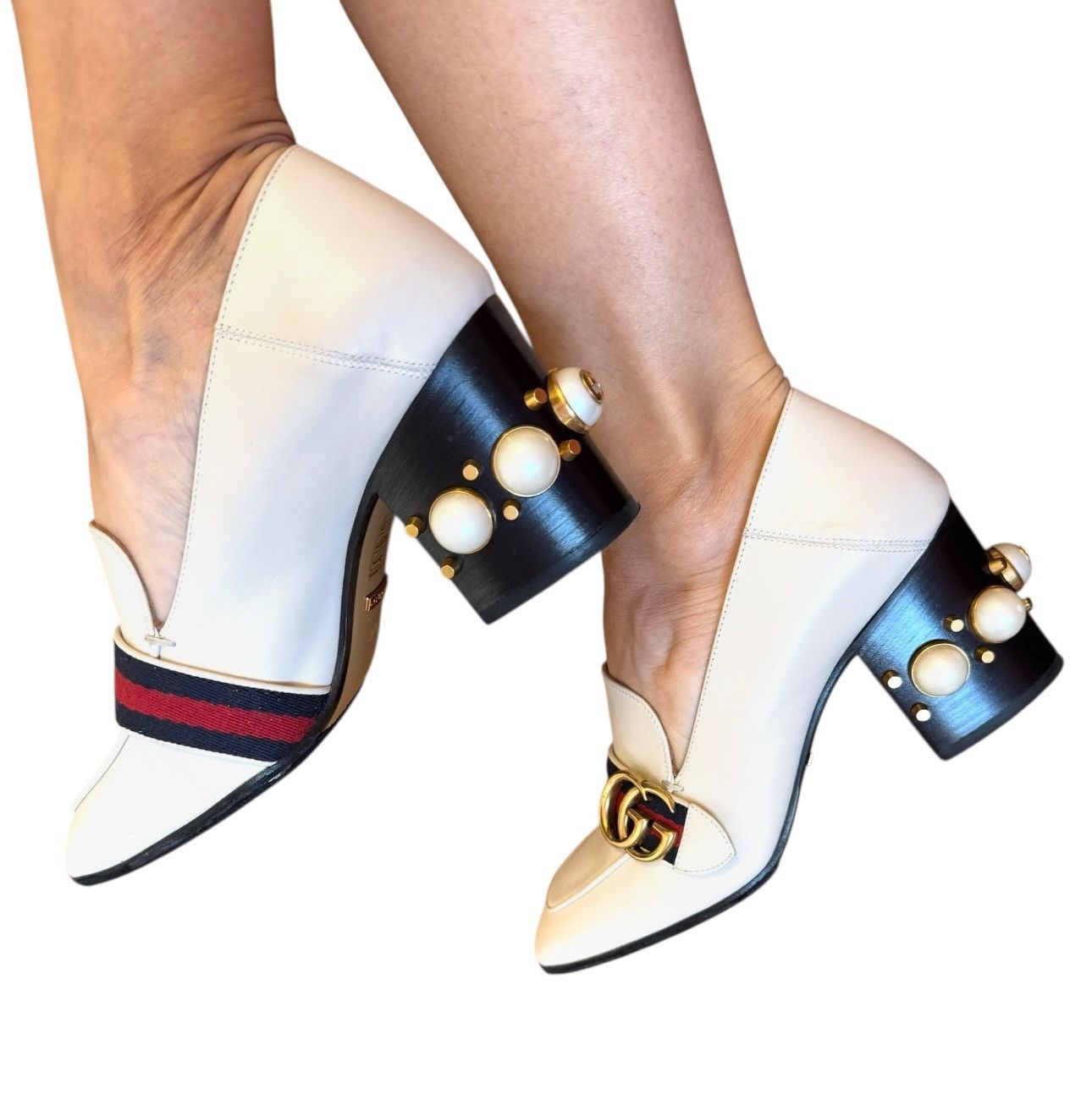 Gucci Gucci Peyton Marmont GG faux pearls loafers shoes 37.5 Size US 7.5 / IT 37.5 - 3 Thumbnail