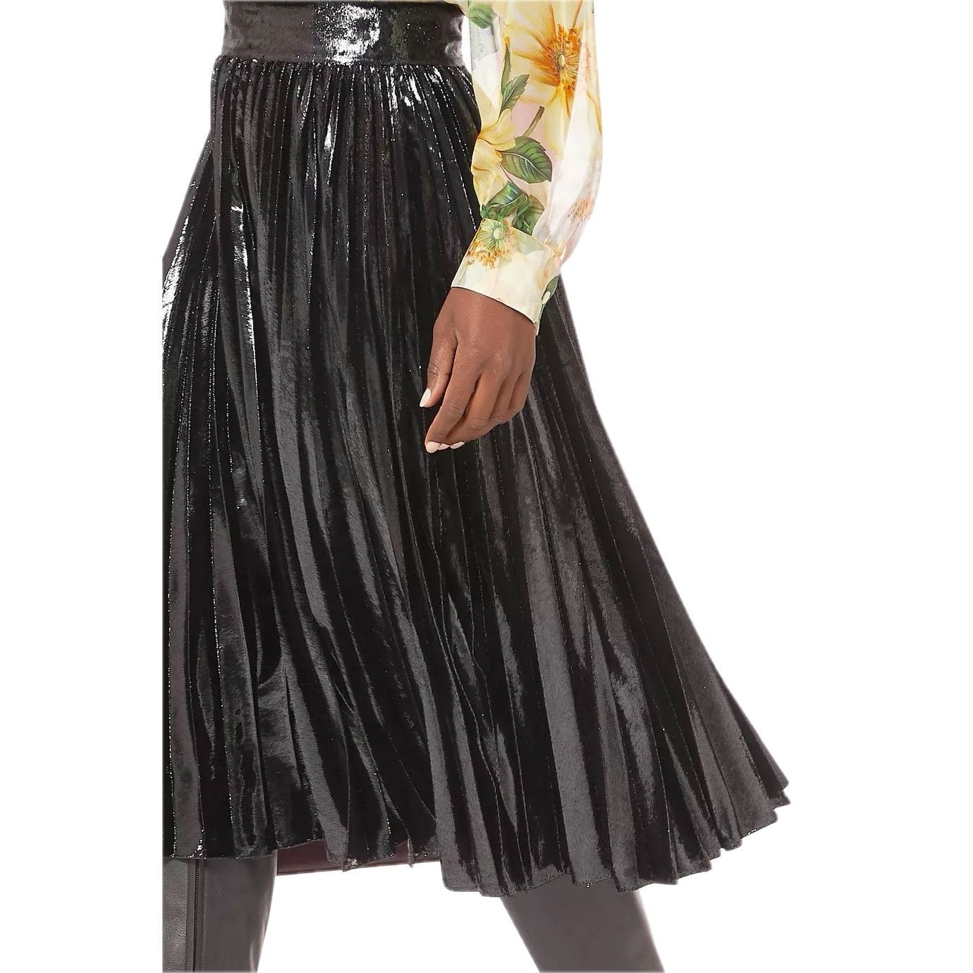Dolce & Gabbana Dolce & Gabbana Black Pleated Midi Skirt Lamé Velvet EU 38 Size 26" / US 2 / IT 38 - 1 Thumbnail