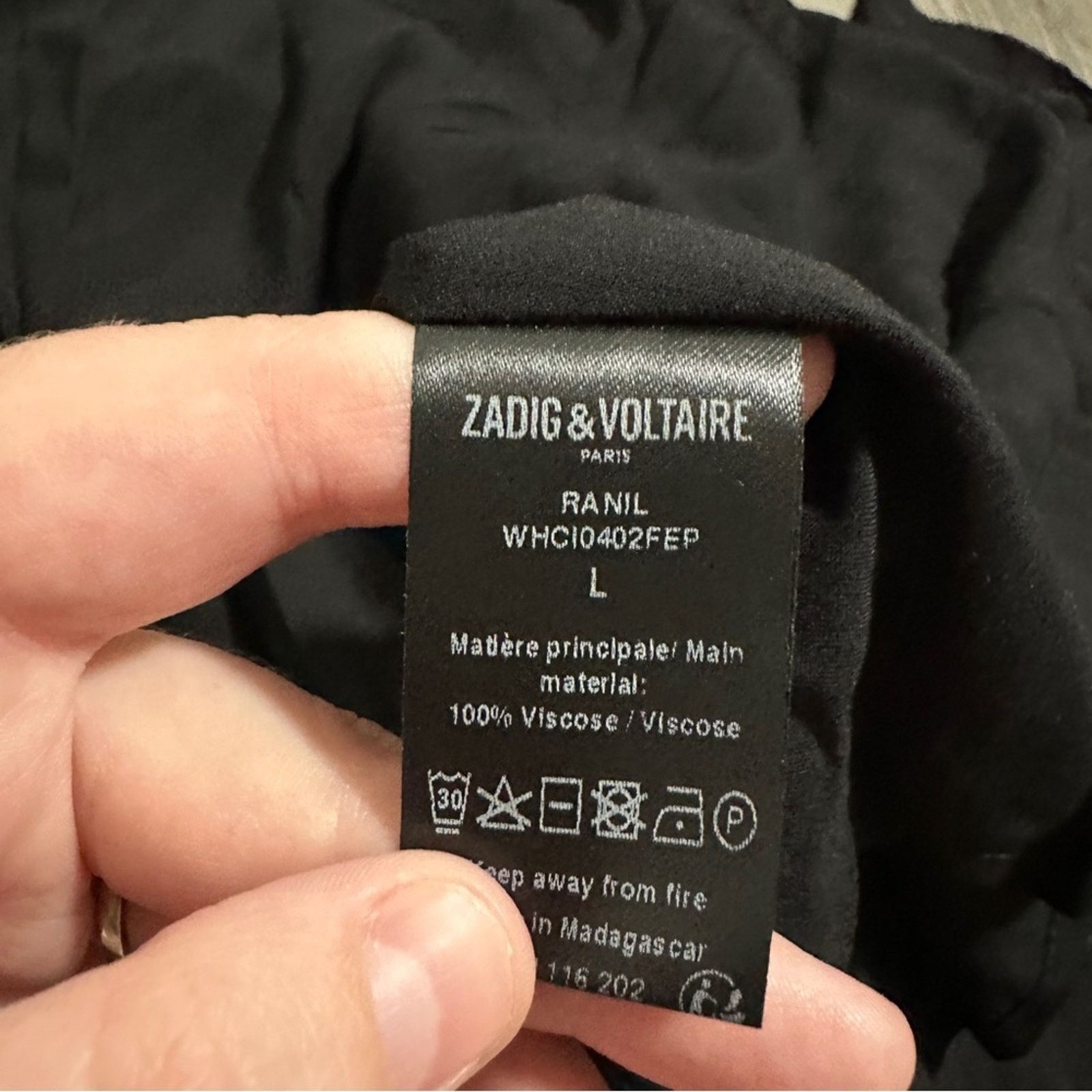 Zadig & Voltaire Zadig and Voltaire Ranil Black Handkerchief Button Dress Size L / US 10 / IT 46 - 6 Thumbnail